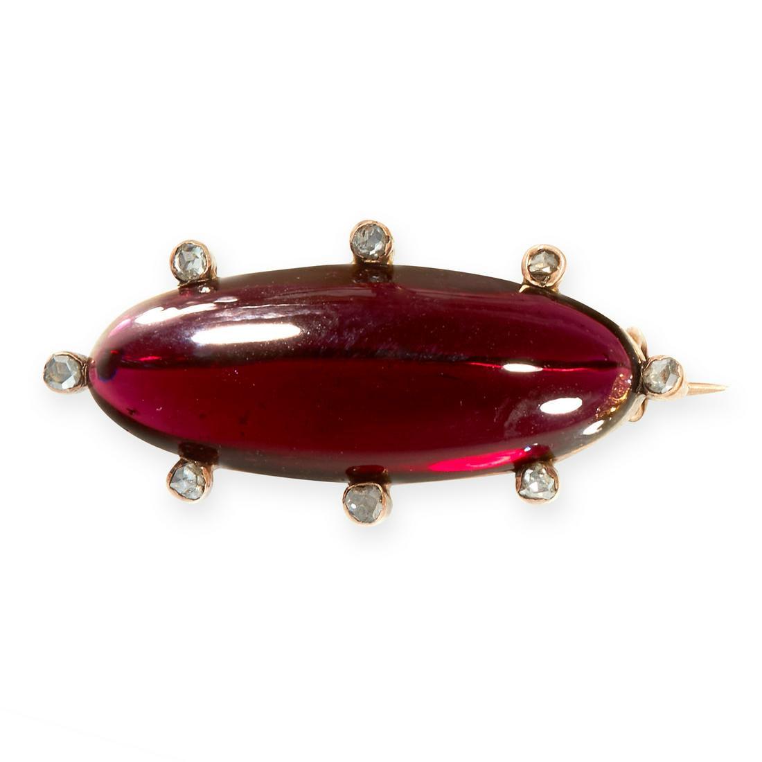 AN ANTIQUE GARNET AND DIAMOND BROOCH, 19TH CENTURY in (1 of 1)