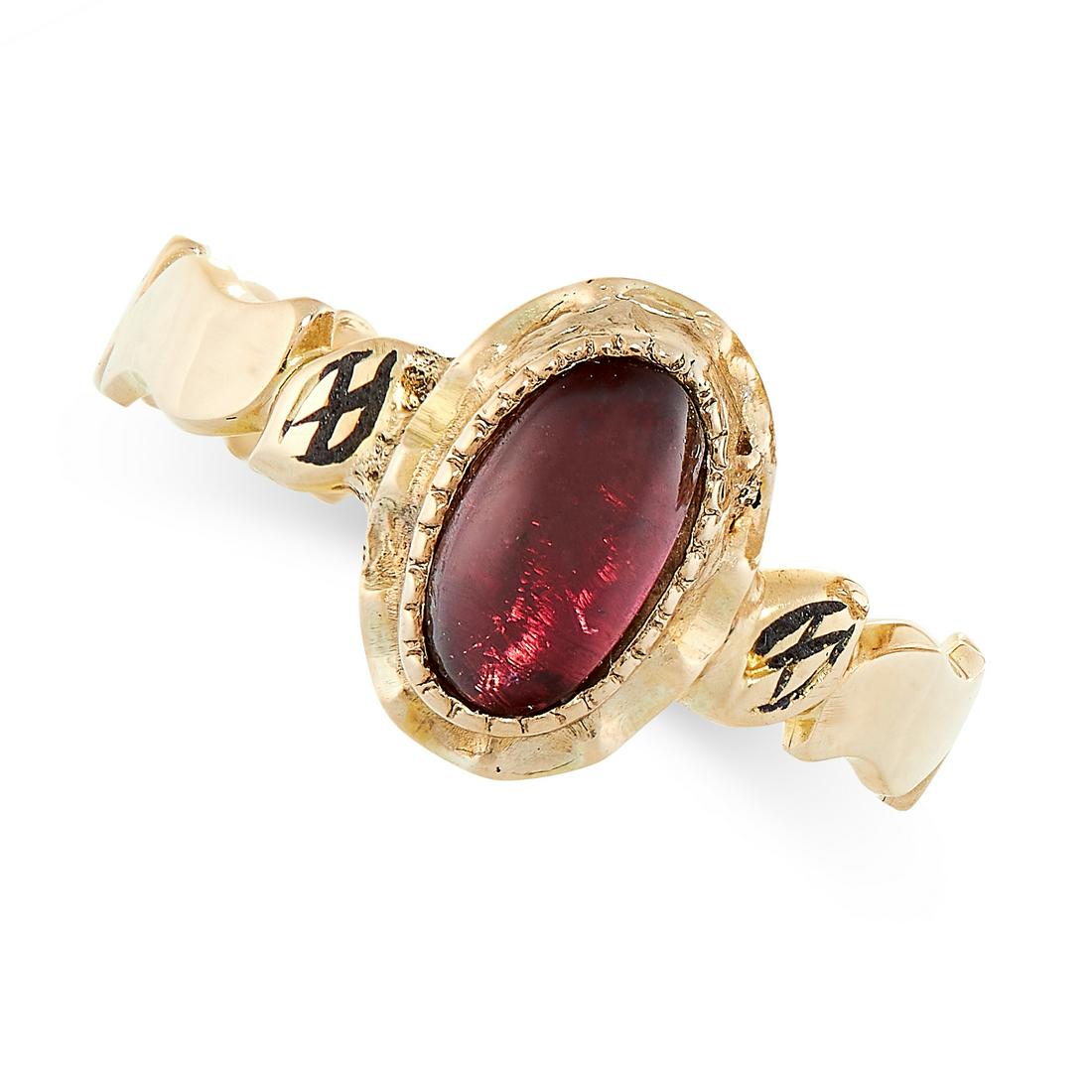 ANTIQUE GARNET AND ENAMEL DRESS RING in 18ct yellow (1 of 1)