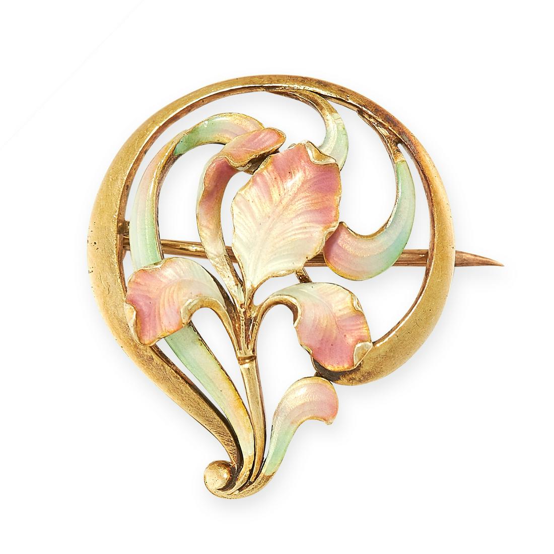AN ART NOUVEAU ENAMEL BROOCH in 18ct yellow gold, of (1 of 1)
