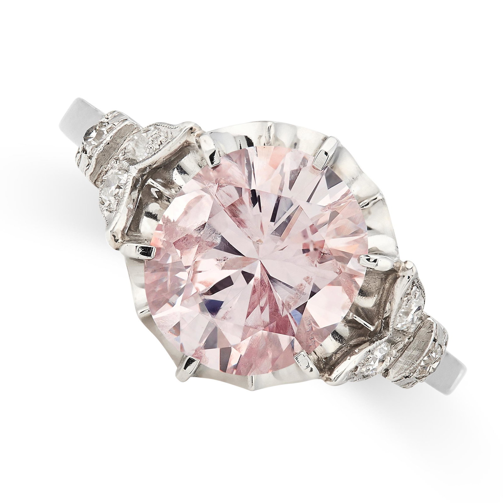 A NATURAL FANCY PURPLISH PINK DIAMOND AND WHITE DIAMOND (1 of 2)