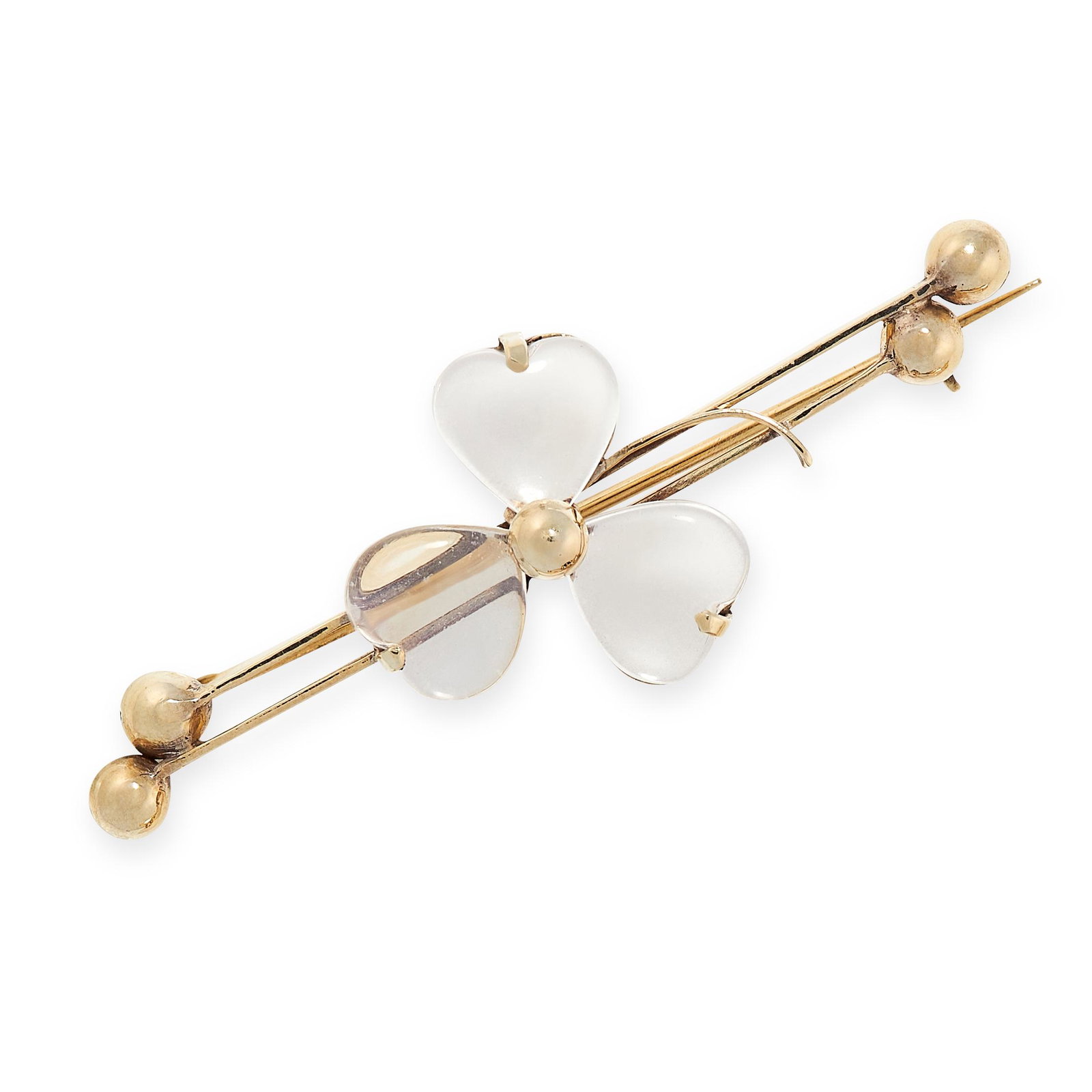 A MOONSTONE SHAMROCK BROOCH, EARLY 20TH CENTURY in 14ct (1 of 1)