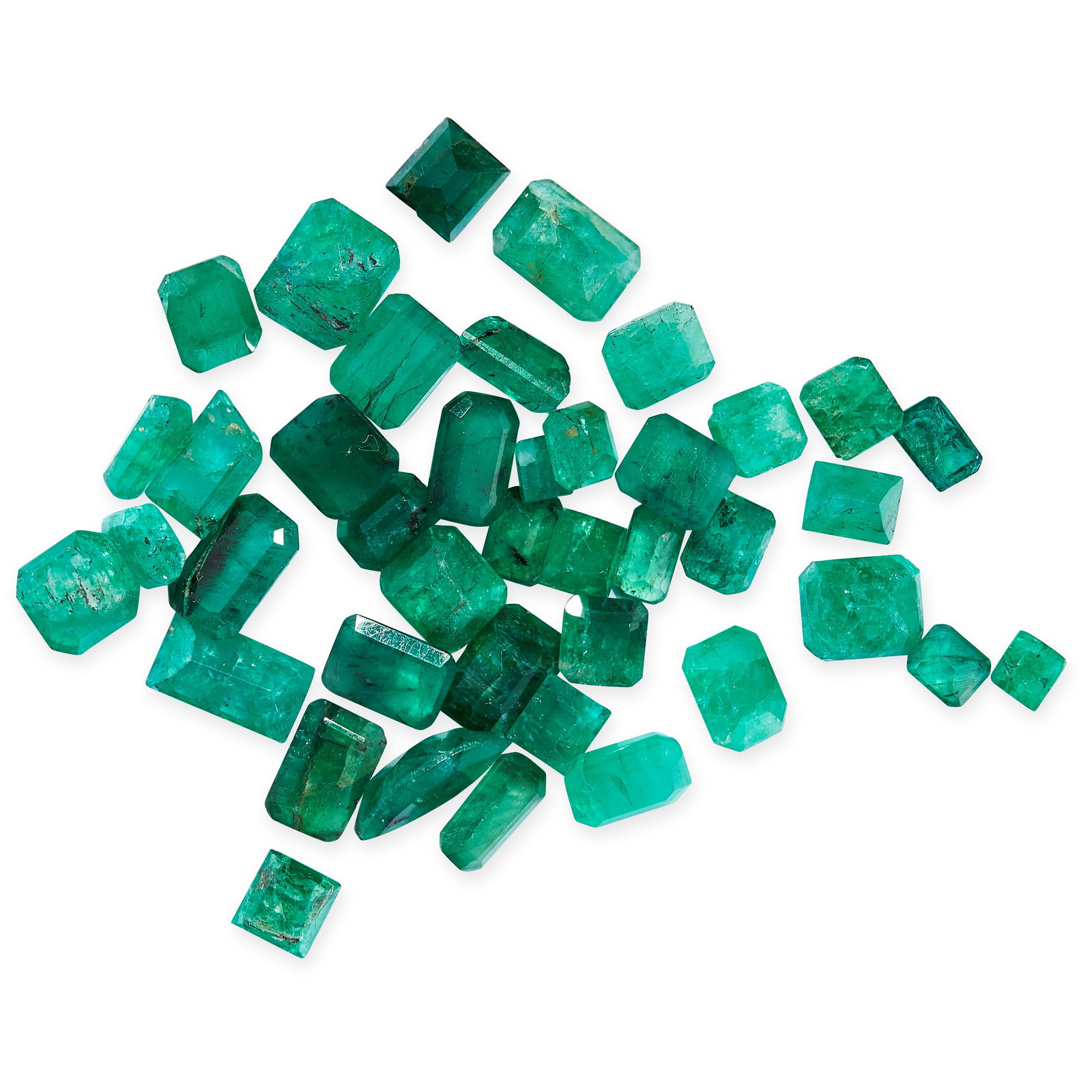 A MIXED LOT OF UNMOUNTED EMERALDS of various cuts, (1 of 1)