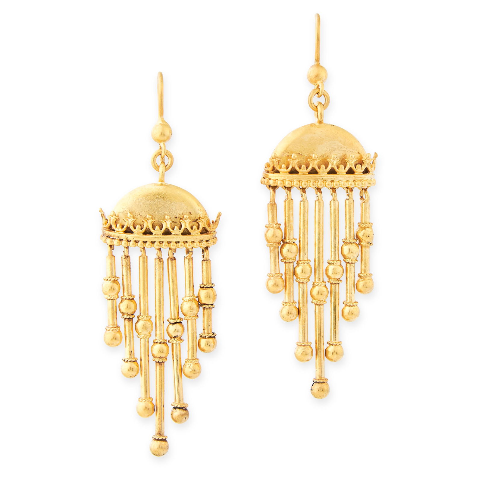 A PAIR OF ANTIQUE GOLD EARRINGS, 19TH CENTURY in yellow (1 of 1)
