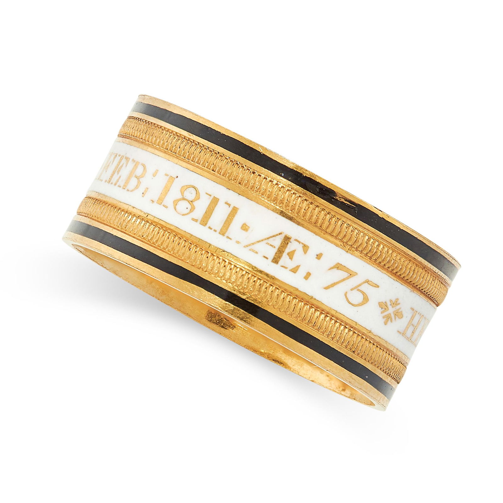 NO RESERVE - AN ANTIQUE GEORGIAN ENAMEL MOURNING RING, (1 of 2)