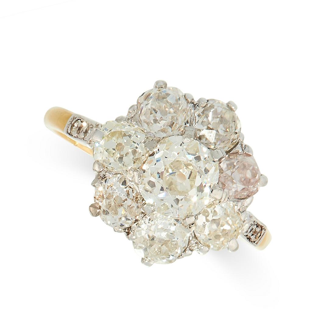 A DIAMOND CLUSTER DRESS RING in 18ct yellow gold, set (1 of 2)