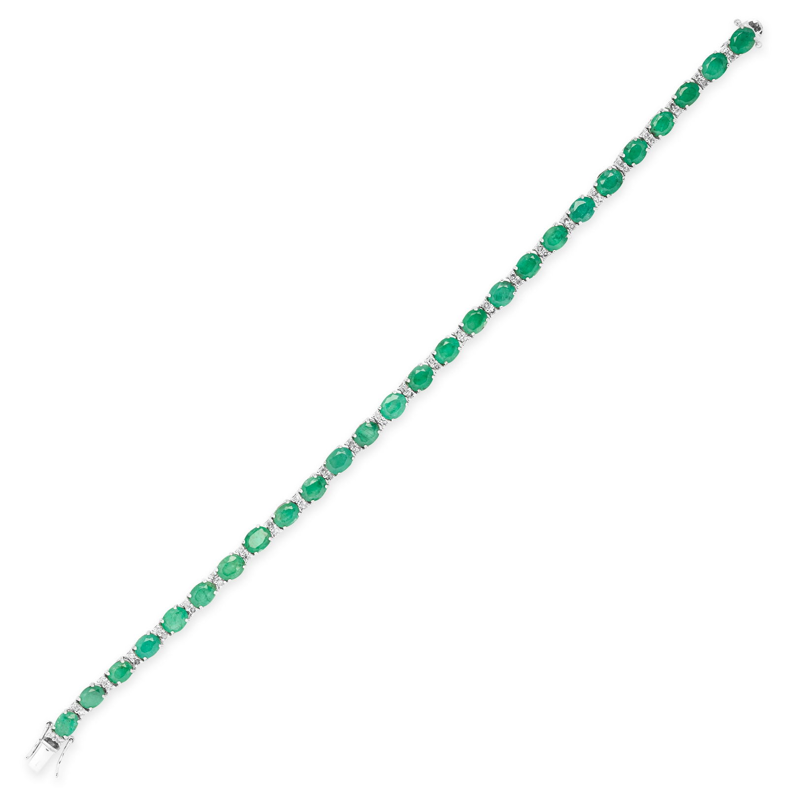 AN EMERALD AND DIAMOND LINE BRACELET in 18ct white (1 of 1)