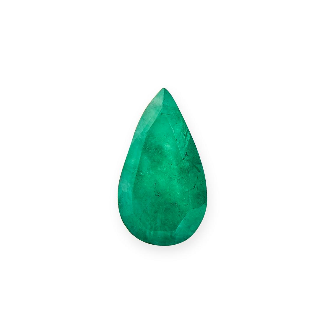 AN UNMOUNTED EMERALD pear cut, 4.42 carats. (1 of 1)