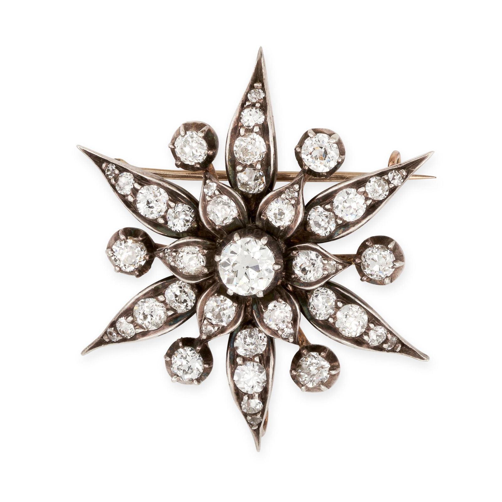 AN ANTIQUE DIAMOND FLOWER PENDANT / BROOCH, 19TH (1 of 1)
