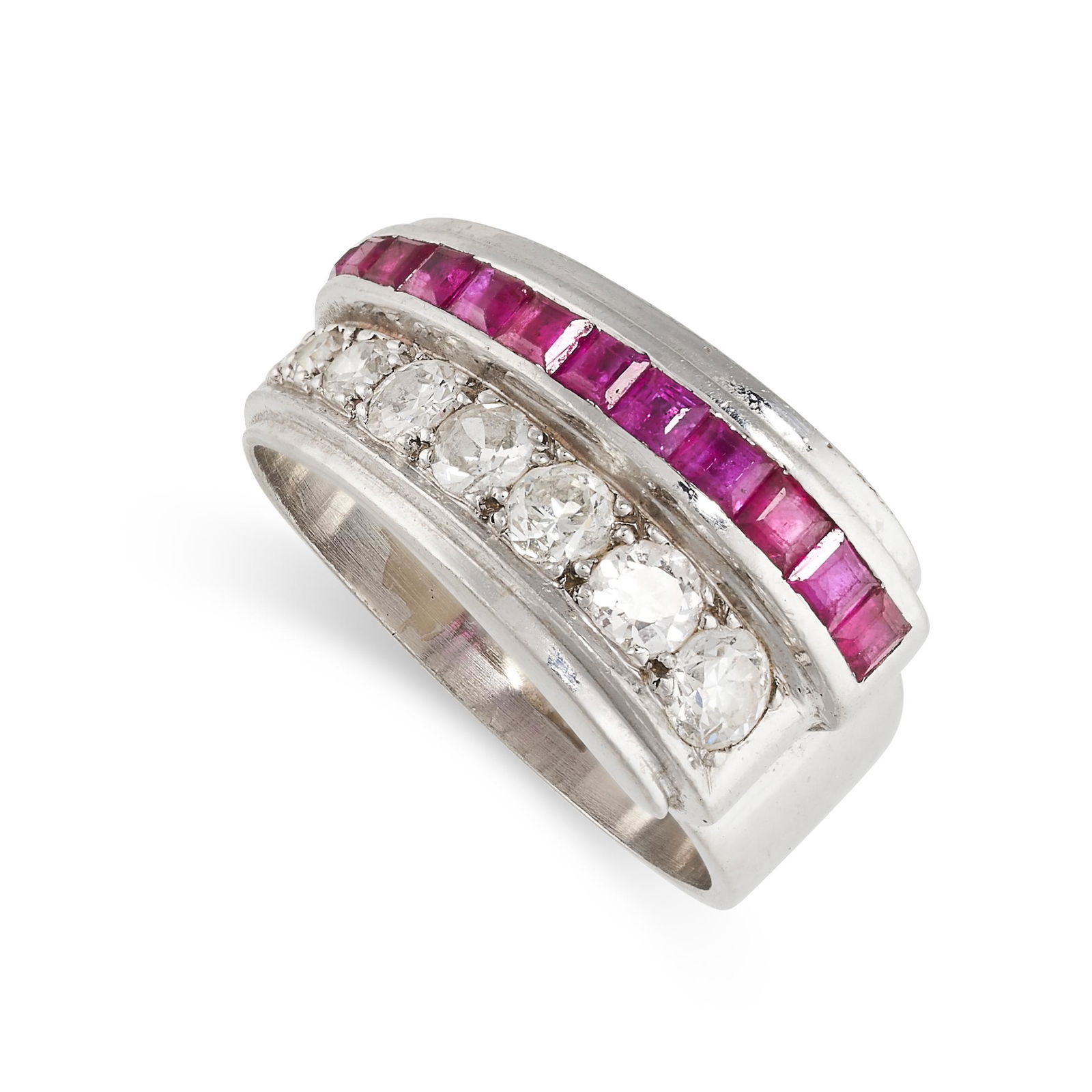 A VINTAGE RUBY AND DIAMOND RING, 1940S  Asymmetrical (1 of 2)