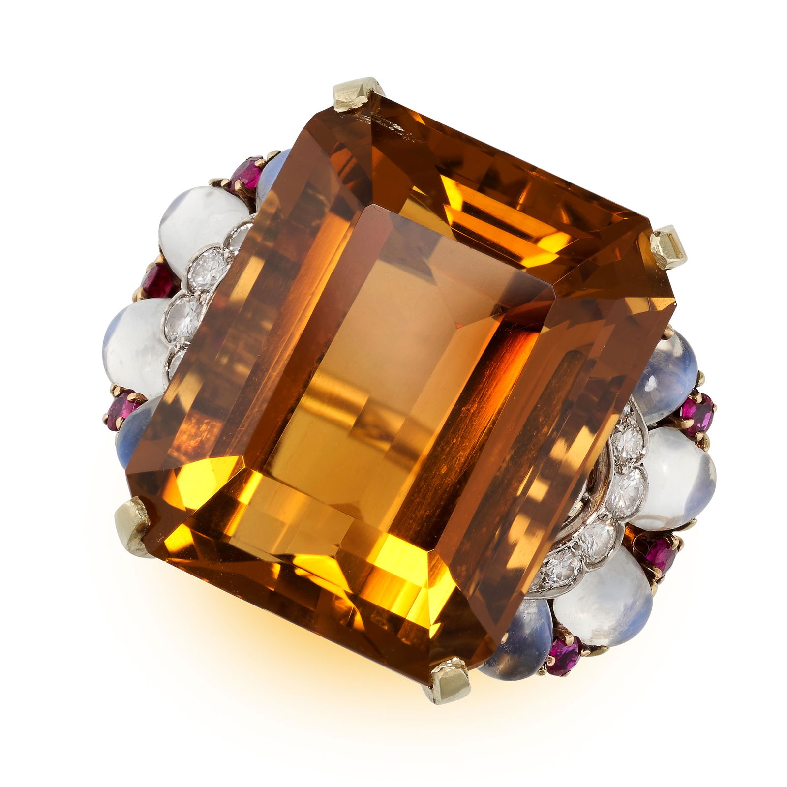 TIFFANY & CO, A RETRO CITRINE, MOONSTONE, RUBY AND (1 of 2)