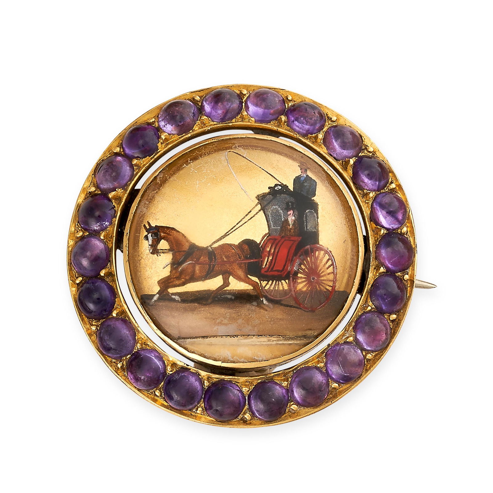 AN ANTIQUE ESSEX CRYSTAL AND AMETHYST BROOCH   Circular (1 of 1)