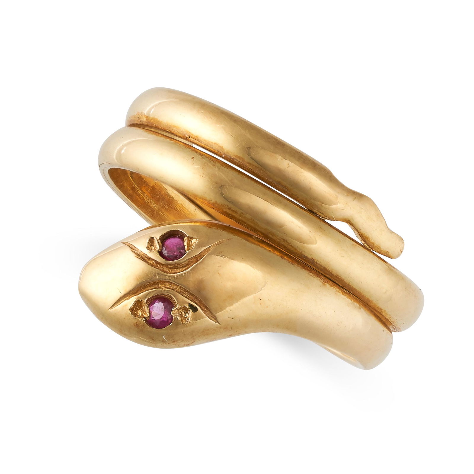 A RUBY COILED SNAKE RING   Circular-cut rubies (1 of 2)