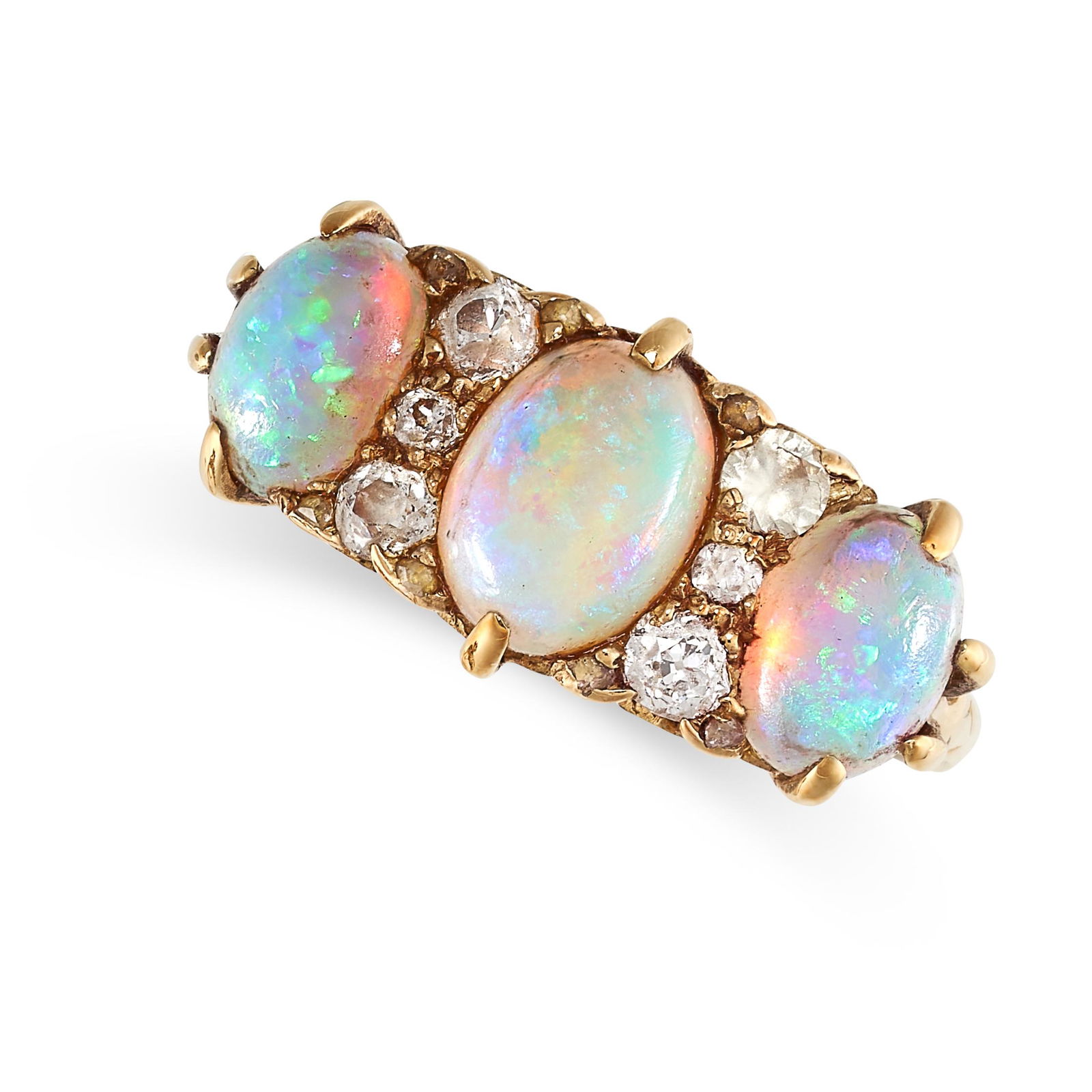 NO RESERVE - AN ANTIQUE OPAL AND DIAMOND DRESS RING (1 of 2)