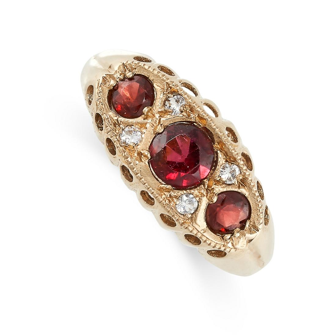 NO RESERVE - A 9 CARAT GOLD, RED AND COLOURLESS PASTE (1 of 2)