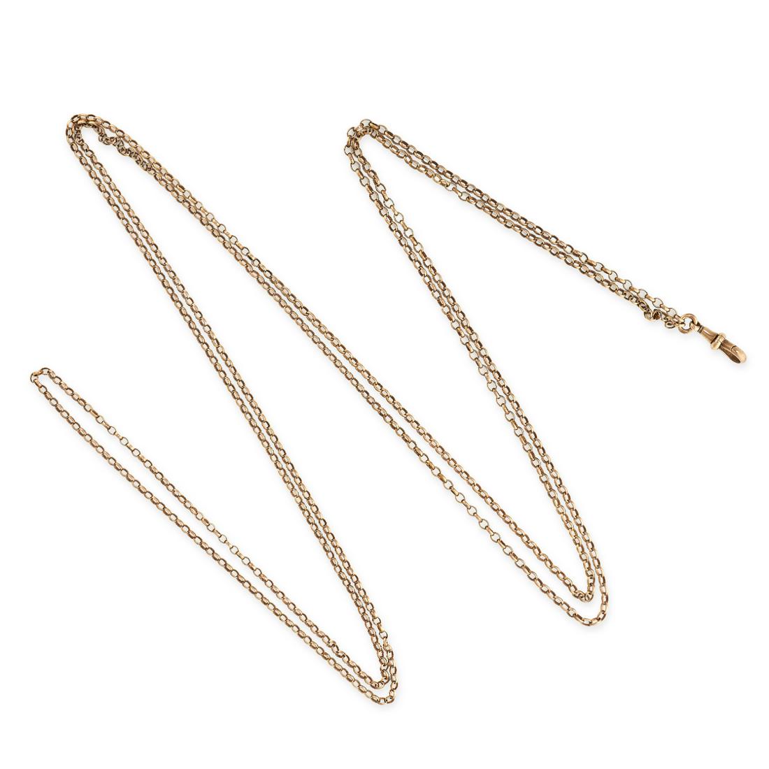AN ANTIQUE LONG GUARD CHAIN NECKLACE in 9ct yellow (1 of 1)