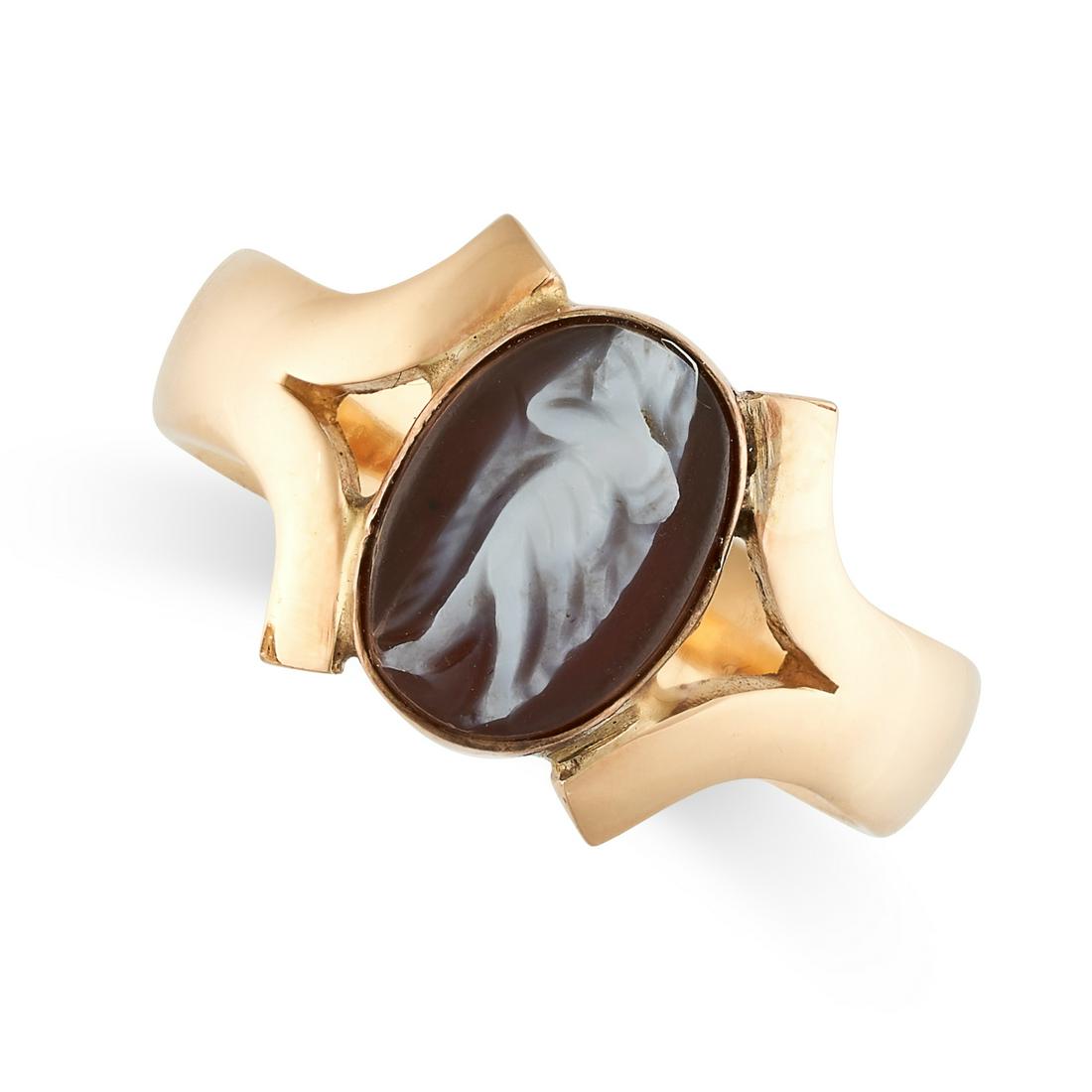 A HARDSTONE CAMEO DRESS RING in high carat yellow gold, (1 of 1)