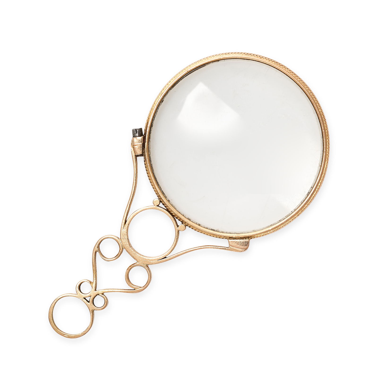 AN ANTIQUE GOLD MAGNIFYING GLASS in 18ct yellow gold, (1 of 1)