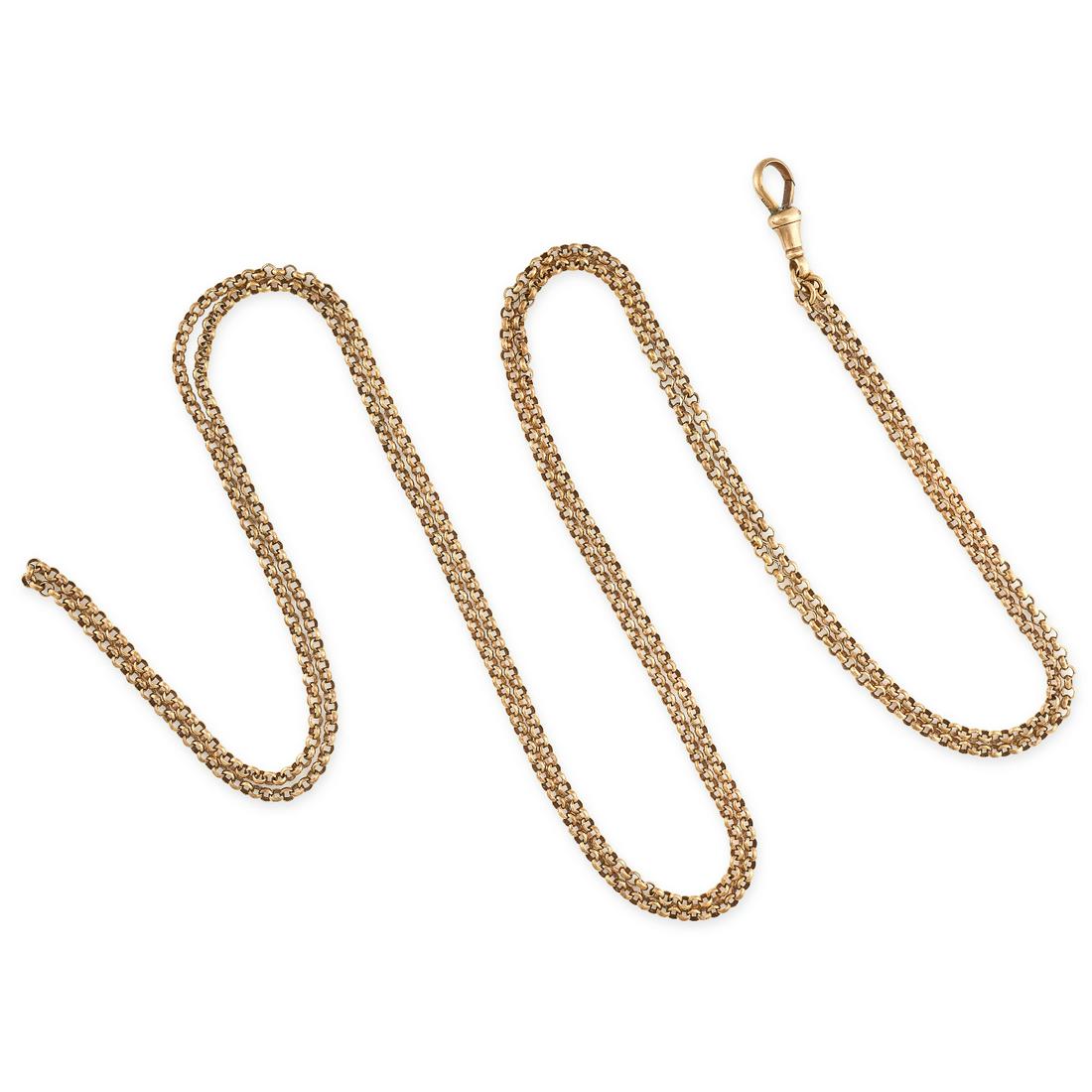 AN ANTIQUE LONG GUARD CHAIN NECKLACE in 9ct yellow (1 of 1)