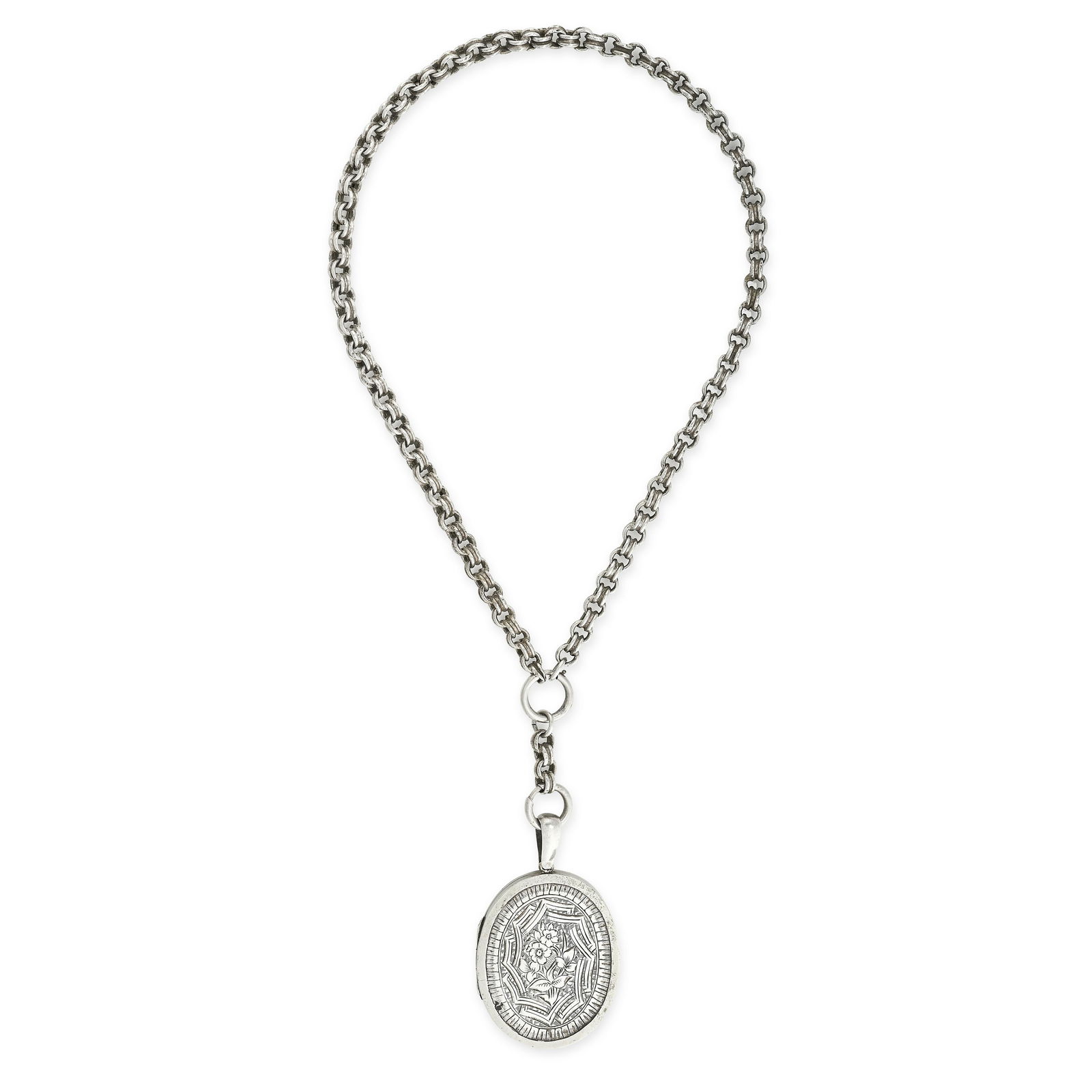 AN ANTIQUE MOURNING LOCKET PENDANT AND FANCY LINK CHAIN (1 of 1)