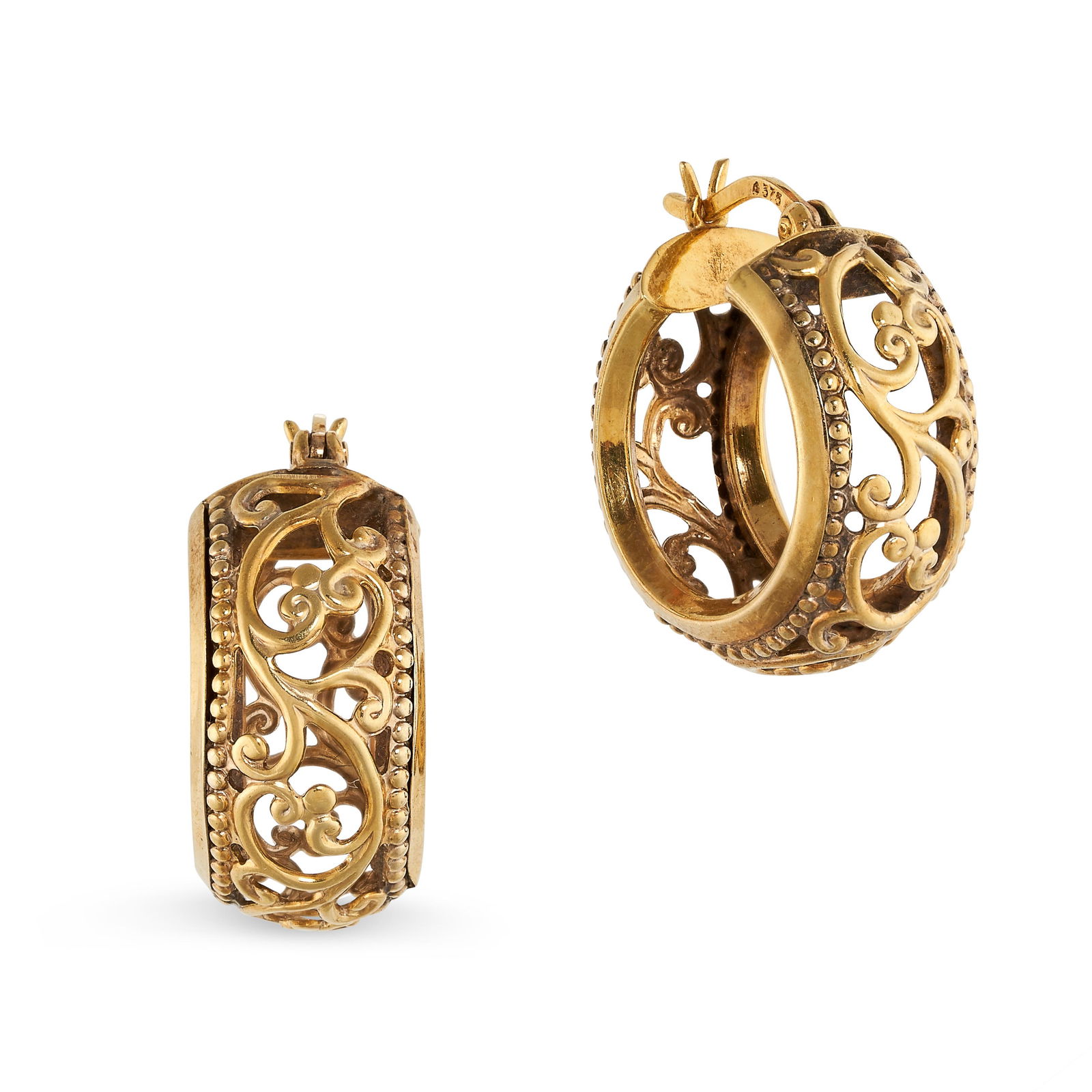 A PAIR OF VINTAGE HOOP EARRINGS in 9ct yellow gold, (1 of 1)