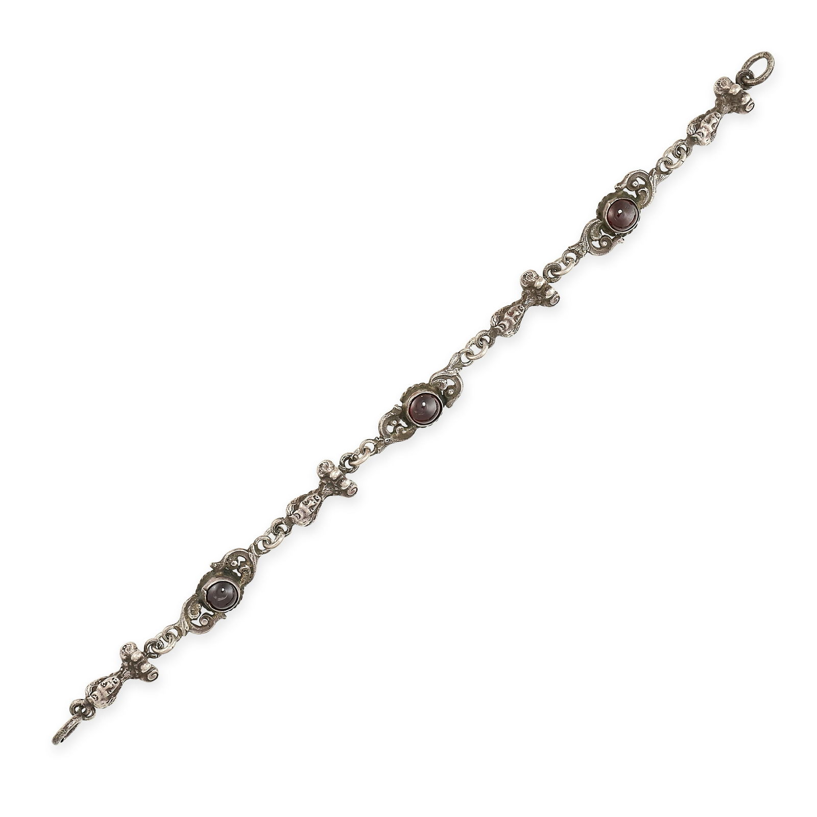 AN ANTIQUE GARNET BRACELET in silver, set with three (1 of 1)