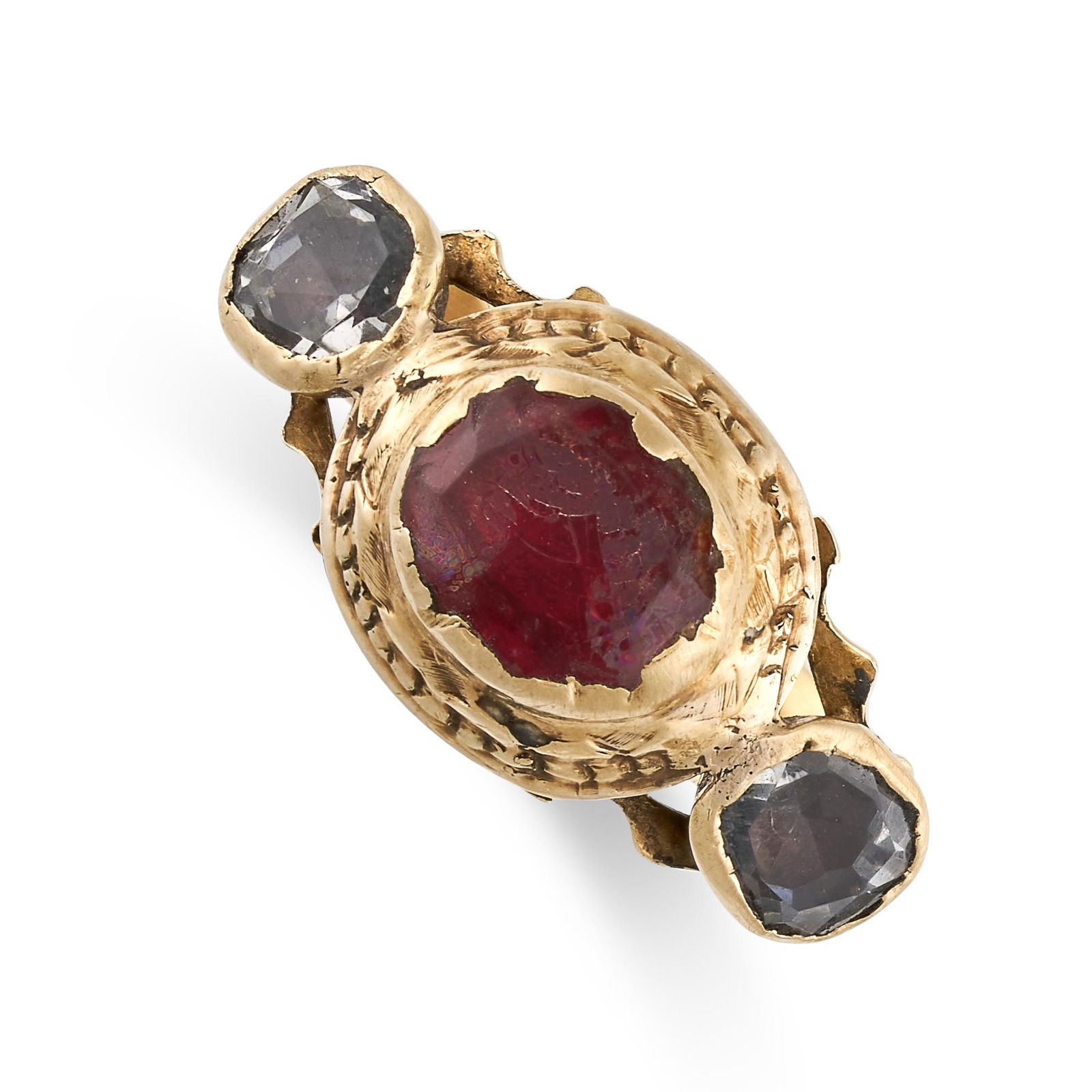 AN ANTIQUE ROCK CRYSTAL DRESS RING in yellow gold, set (1 of 2)