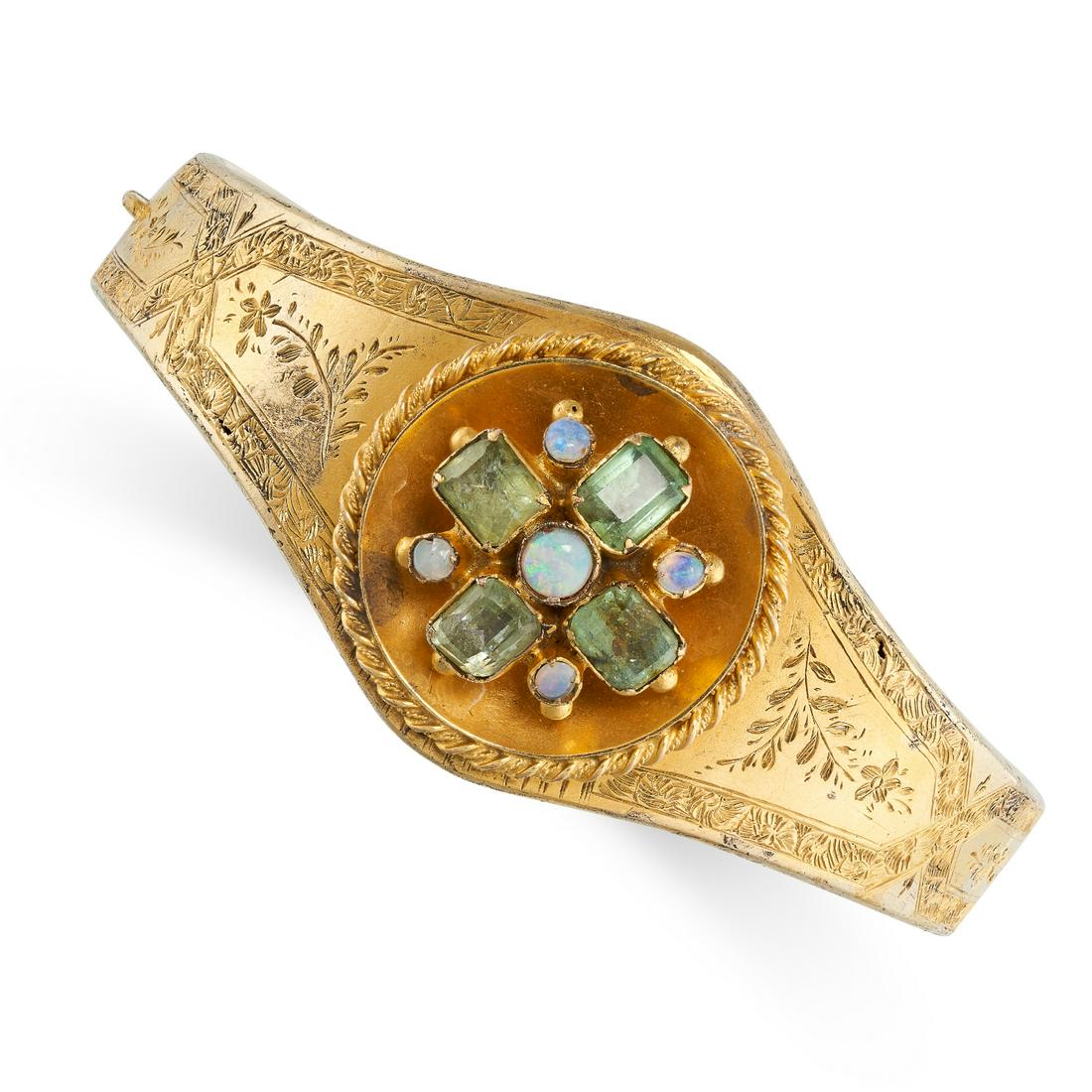 AN ANTIQUE EMERALD AND OPAL MOURNING LOCKET BANGLE in (1 of 1)
