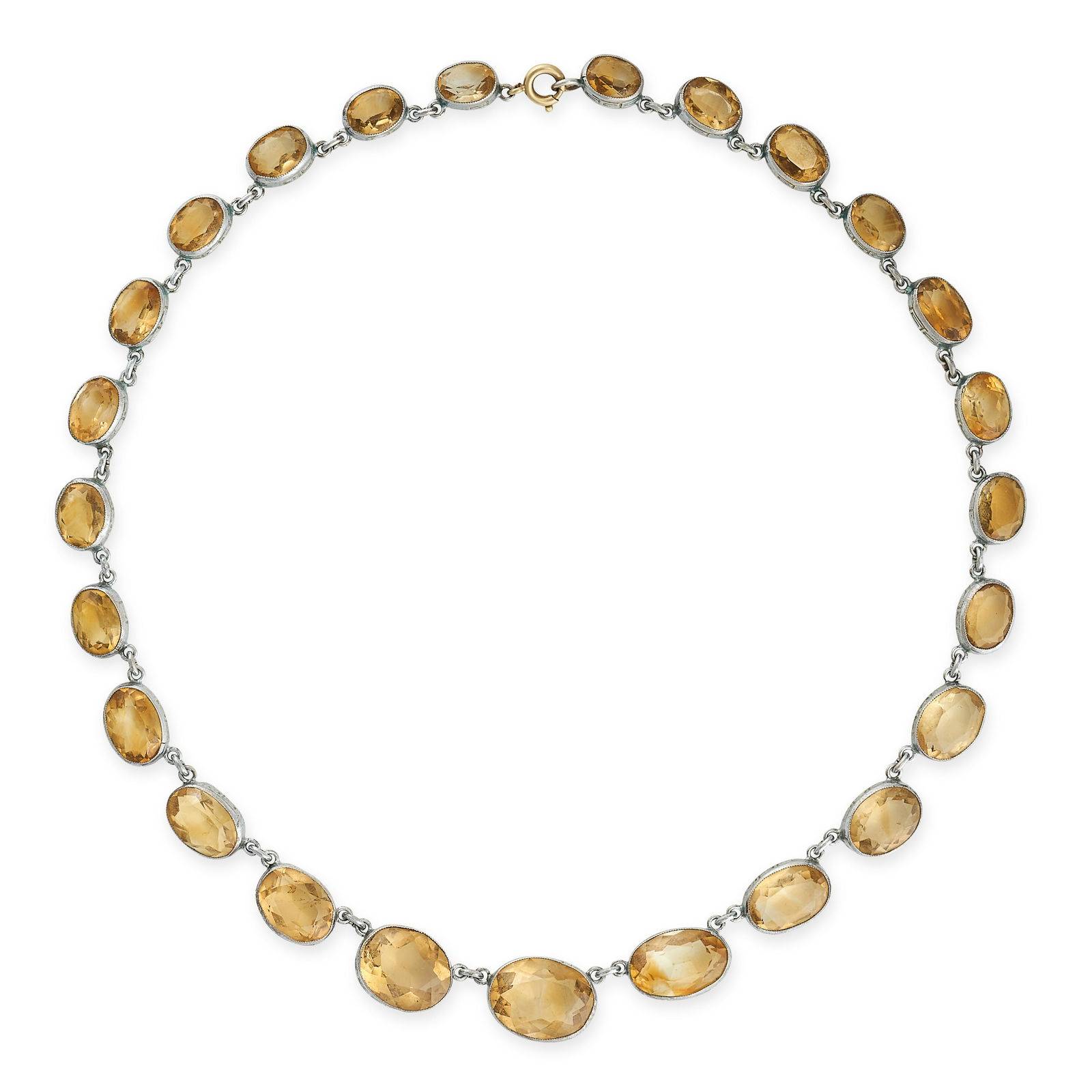 AN ANTIQUE CITRINE RIVIERE NECKLACE in silver, (1 of 1)