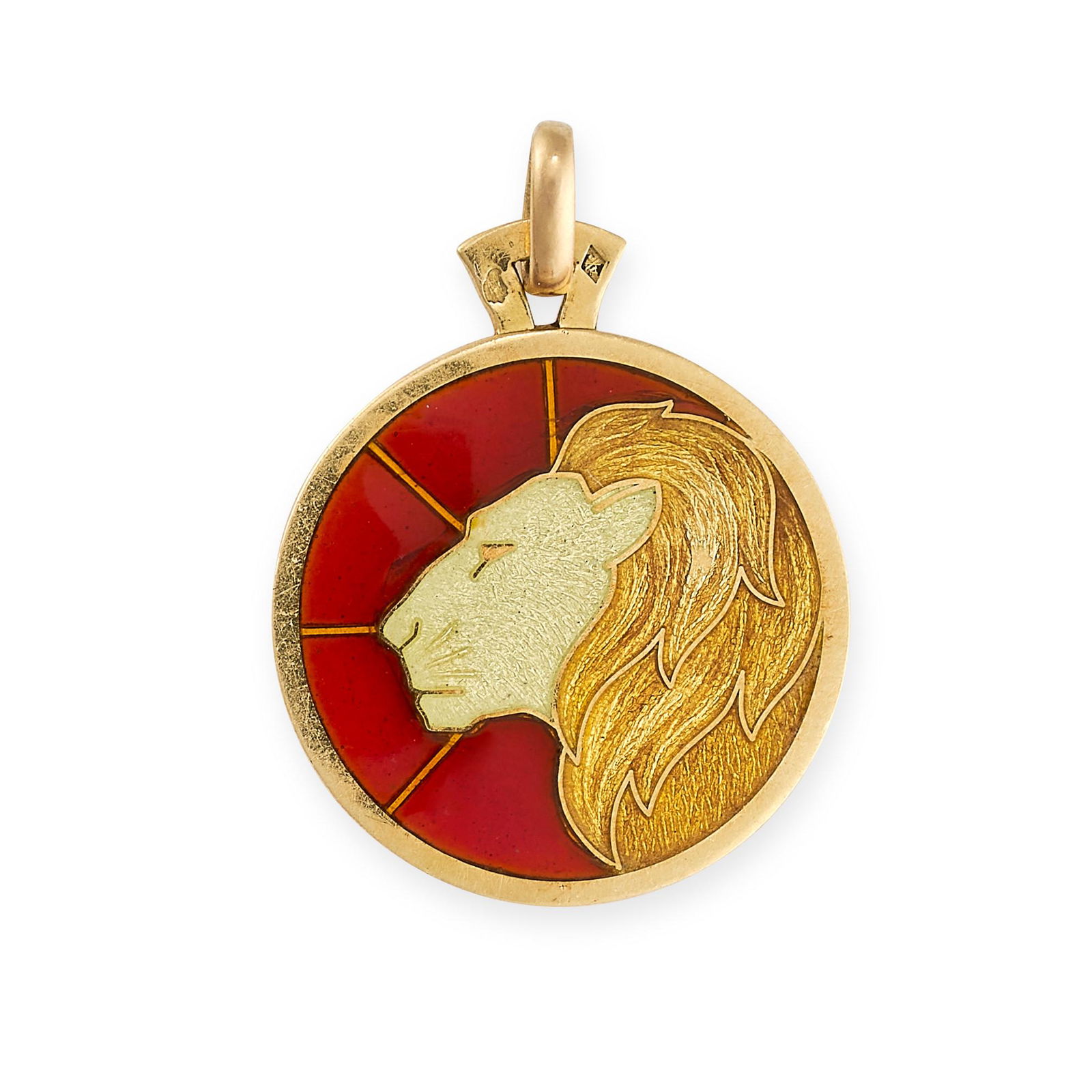 A VINTAGE FRENCH ENAMEL LION PENDANT in 18ct yellow (1 of 1)