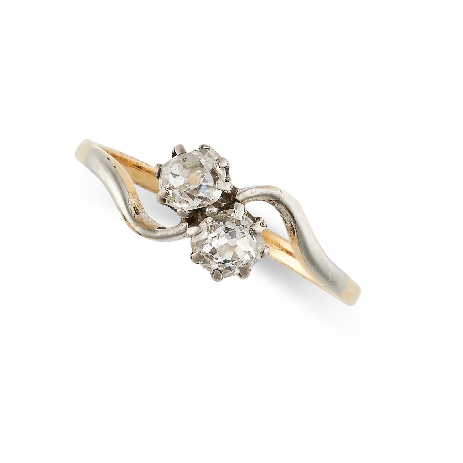 AN ANTIQUE DIAMOND TOI ET MOI RING in 18ct yellow gold (1 of 1)