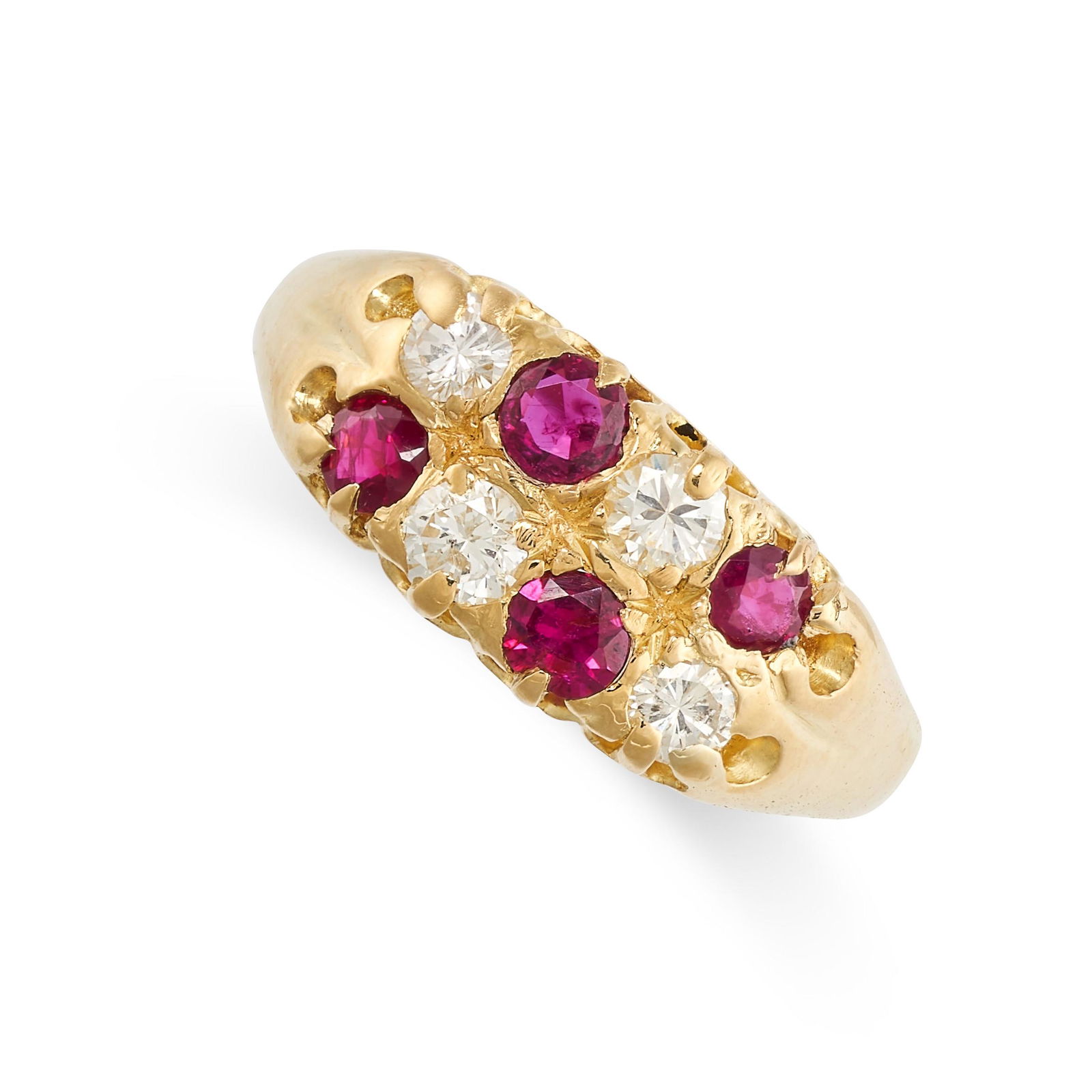 AN ANTIQUE RUBY AND DIAMOND DRESS RING in 18ct yellow (1 of 1)