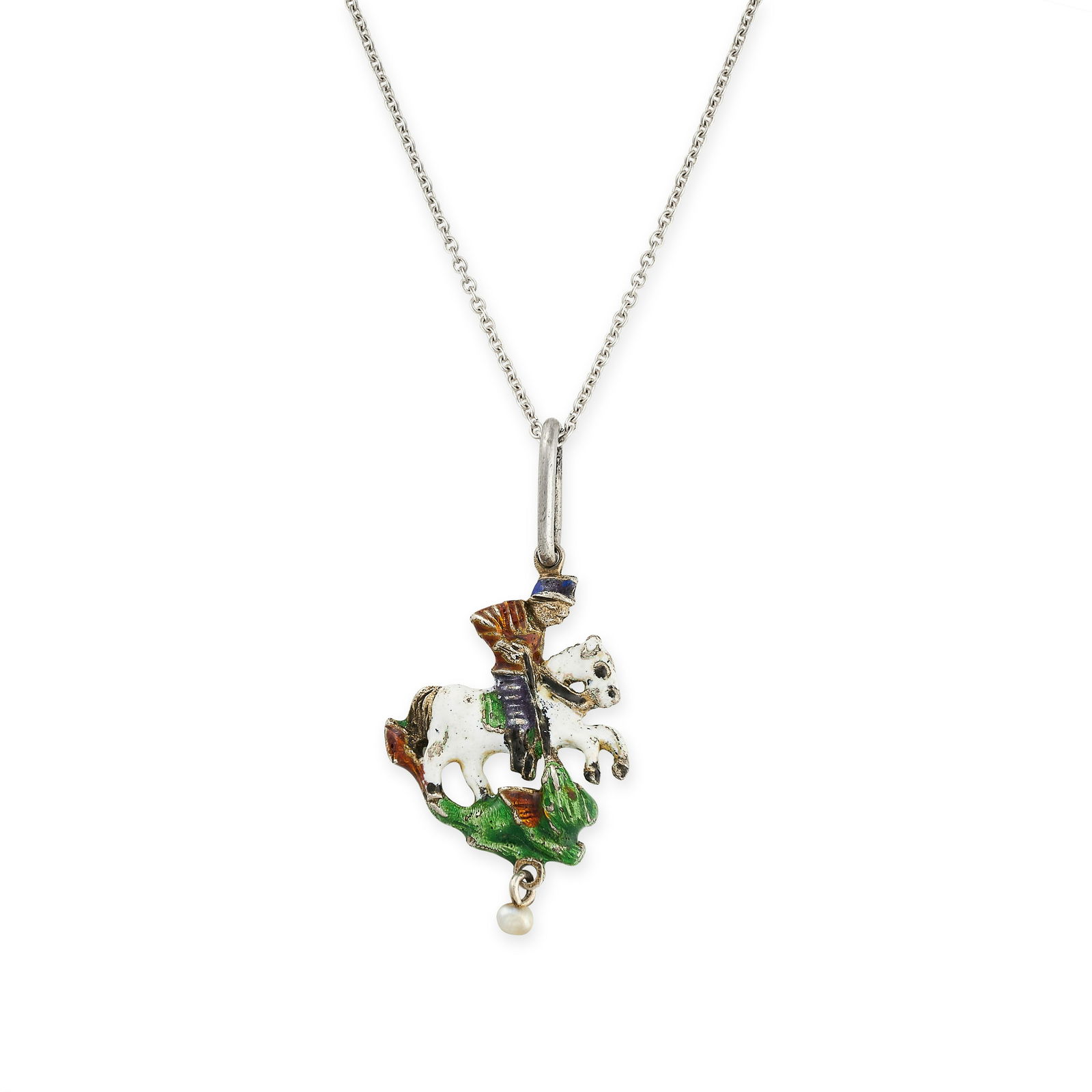 AN ENAMEL AND PEARL ST GEORGE AND THE DRAGON PENDANT (1 of 1)