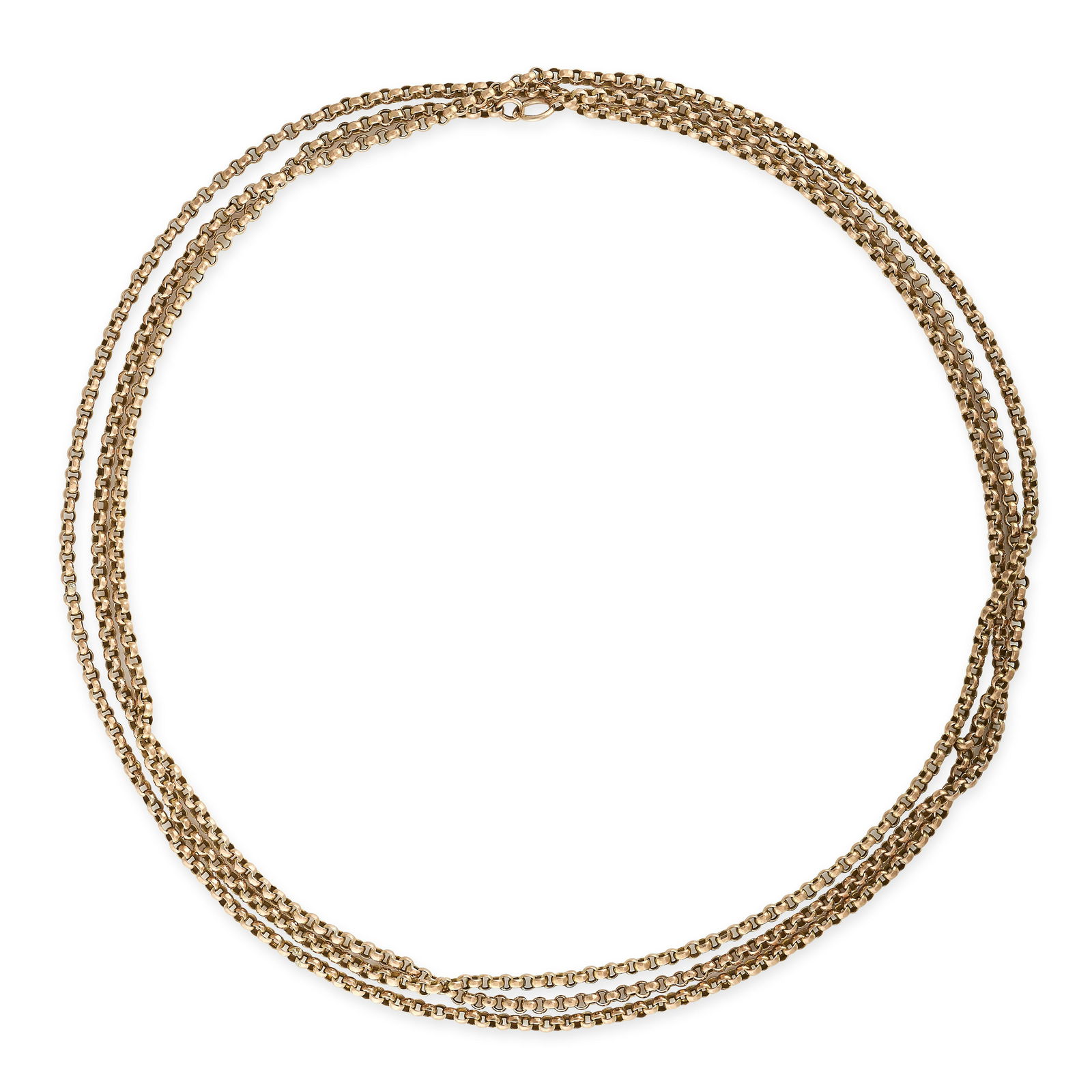 AN ANTIQUE GOLD LONG CHAIN NECKLACE in yellow gold, (1 of 1)