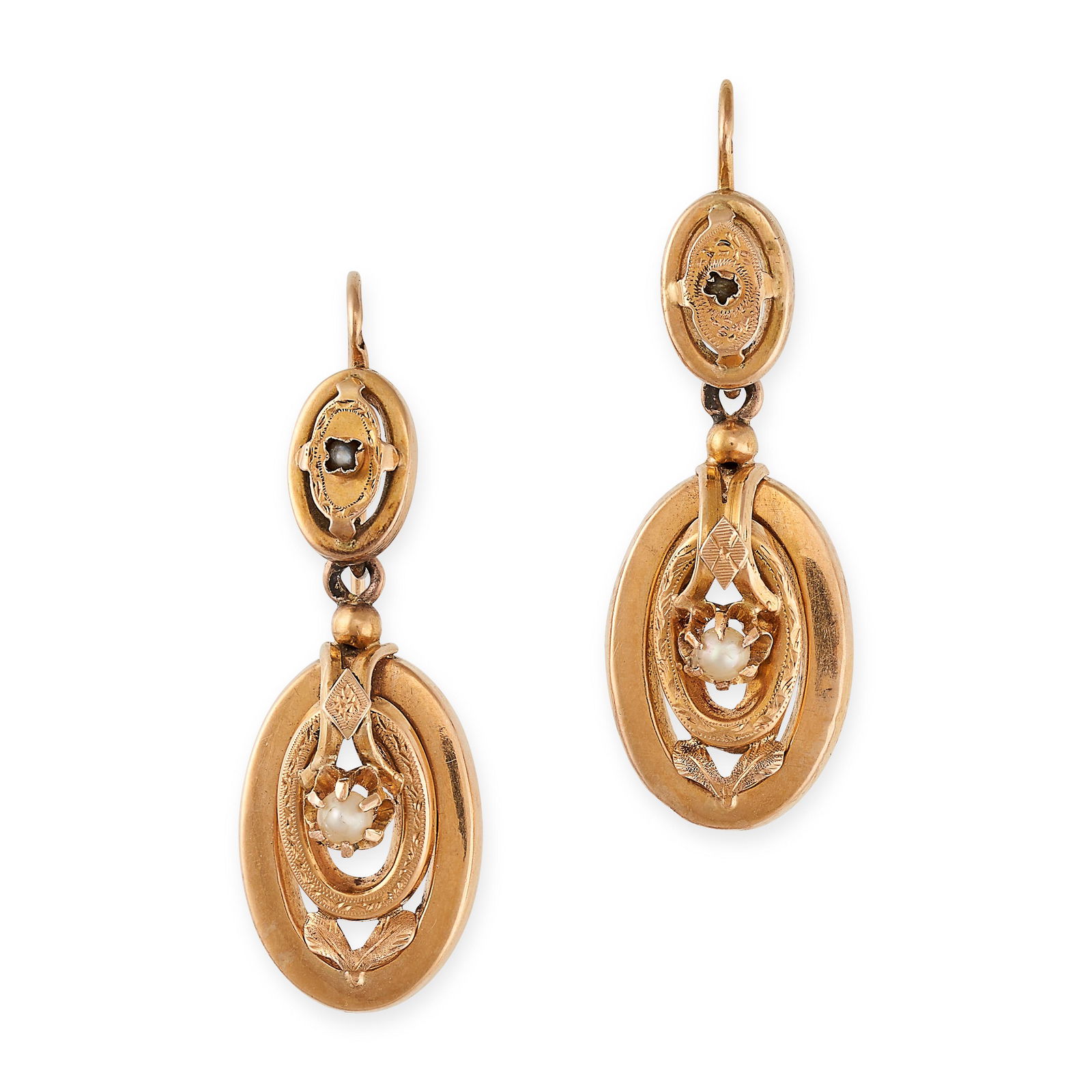 NO RESERVE - A PAIR OF ANTIQUE FRENCH PEARL DROP (1 of 1)