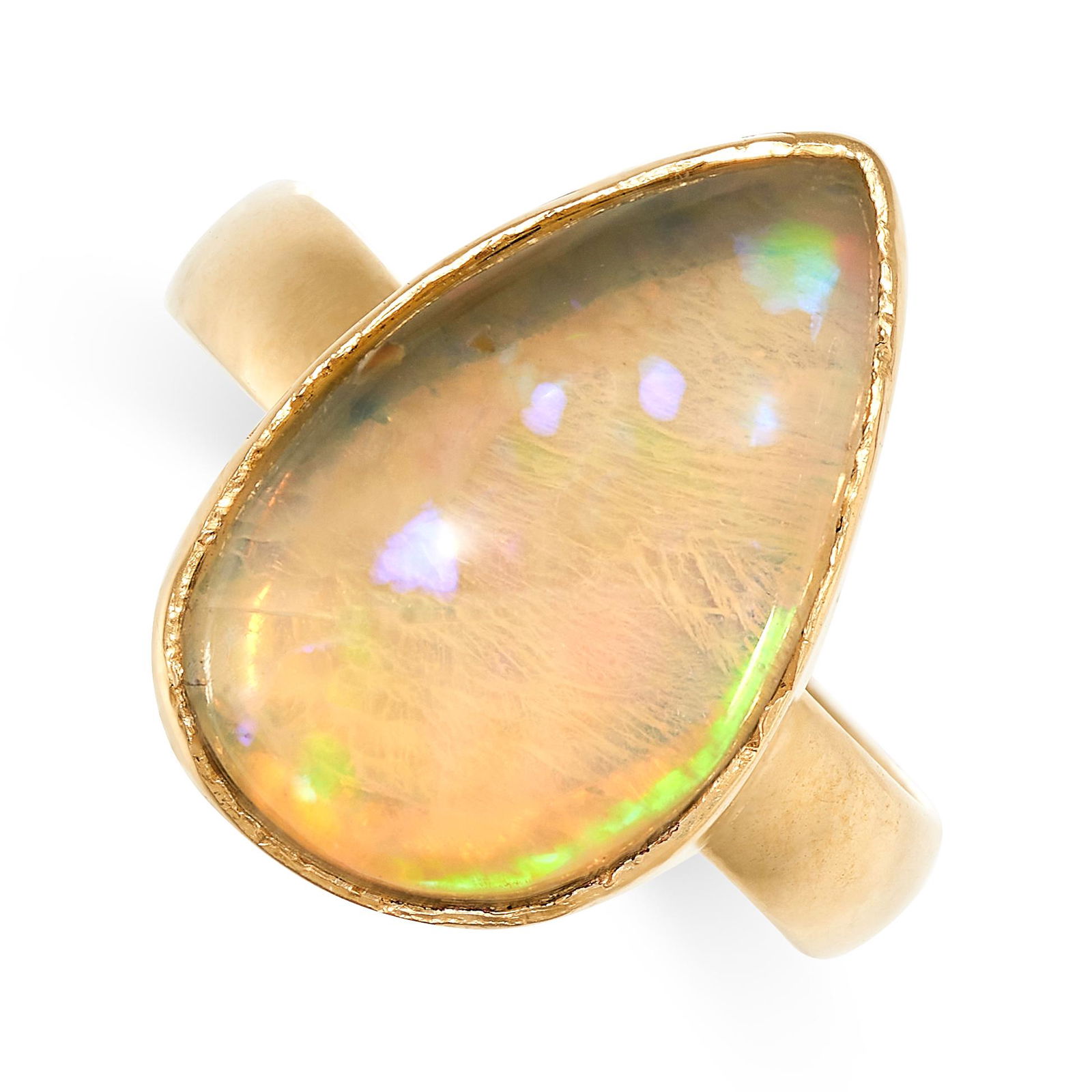AN OPAL RING set with a pear shaped cabochon opal of 6.00 carats, stamped 925, size P / 7.5, 5.3g. (1 of 2)
