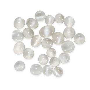 A MIXED LOT OF UNMOUNTED CABOCHON MOONSTONES all totalling 261 carats.: A MIXED LOT OF UNMOUNTED CABOCHON MOONSTONES all totalling 261 carats.
