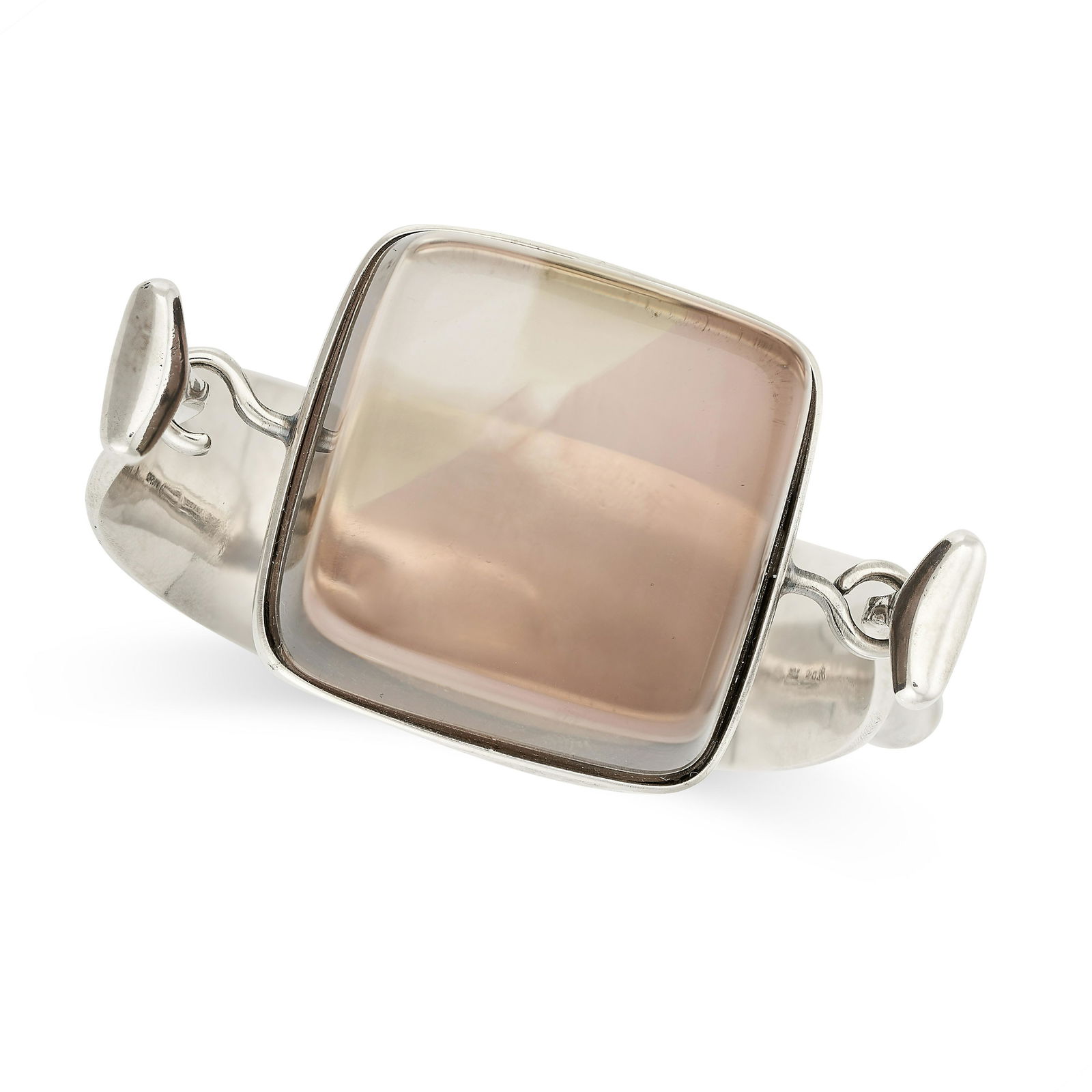 GEORG JENSEN, A SMOKY QUARTZ BANGLE in silver, designed by Vivianna Torun, design number 203B, the (1 of 2)