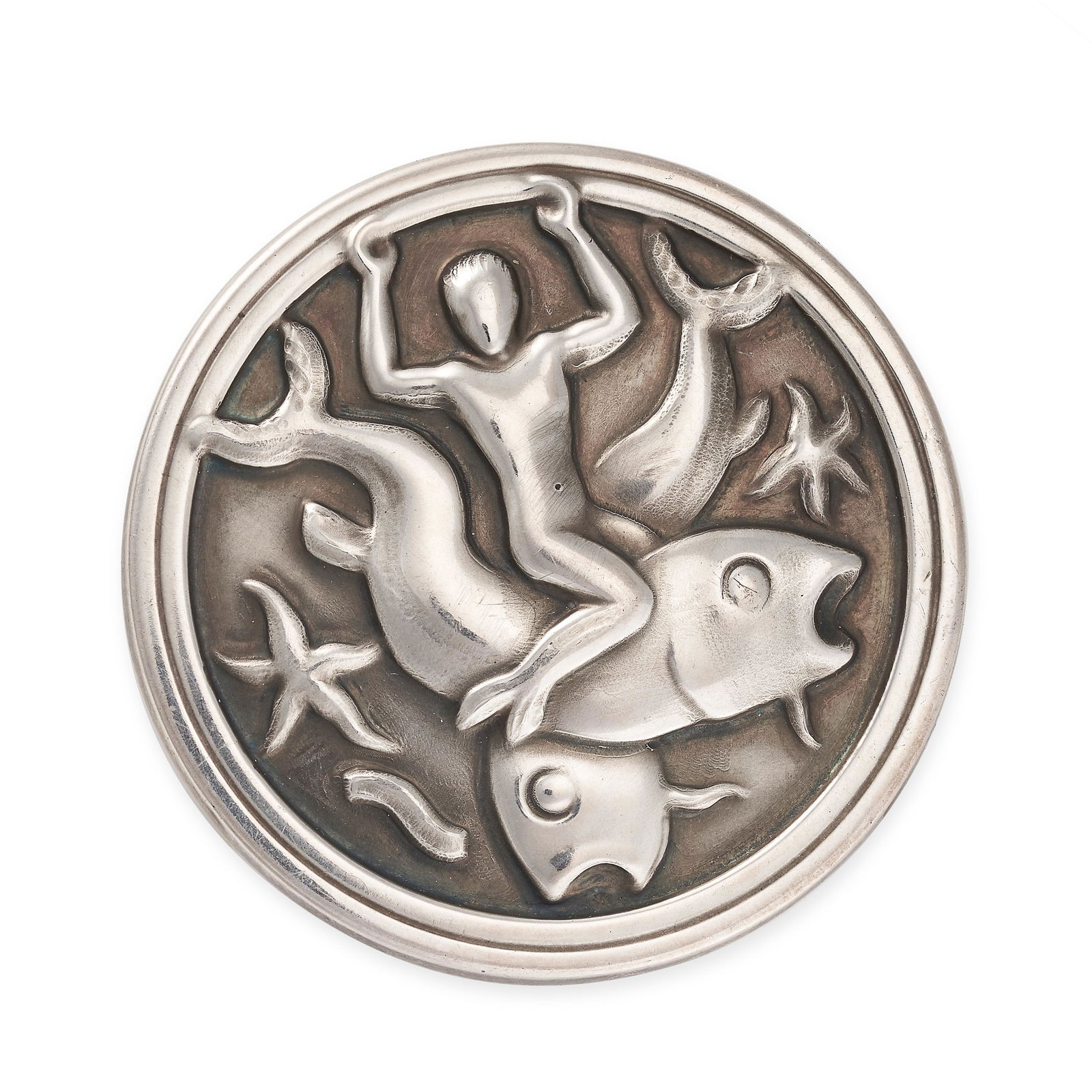 Georg Jensen, A Merman Brooch In Silver, Designed By Arno