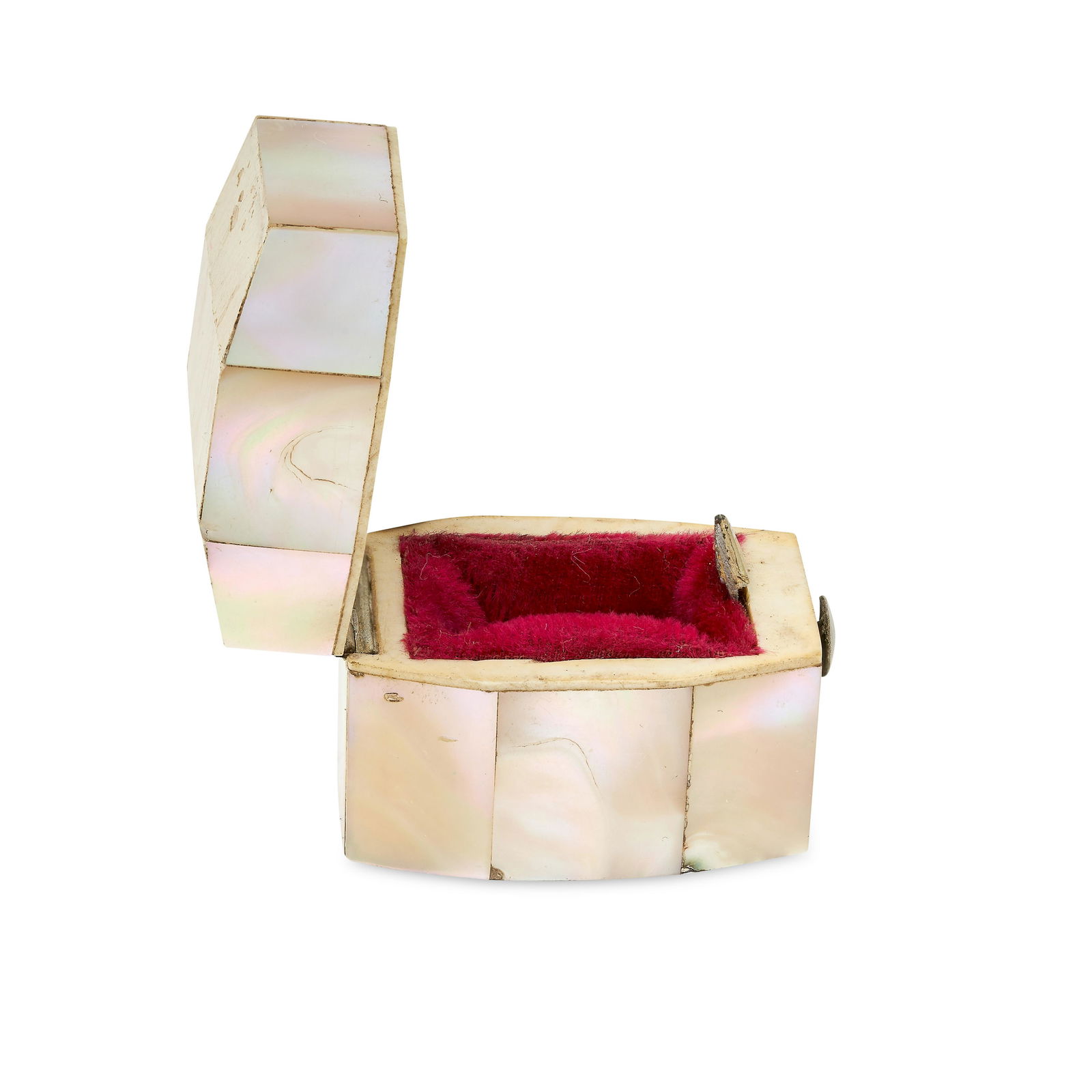 NO RESERVE - AN ANTIQUE MOTHER OF PEARL RING JEWELLERY BOX the hinged body inlaid with panels of (1 of 2)
