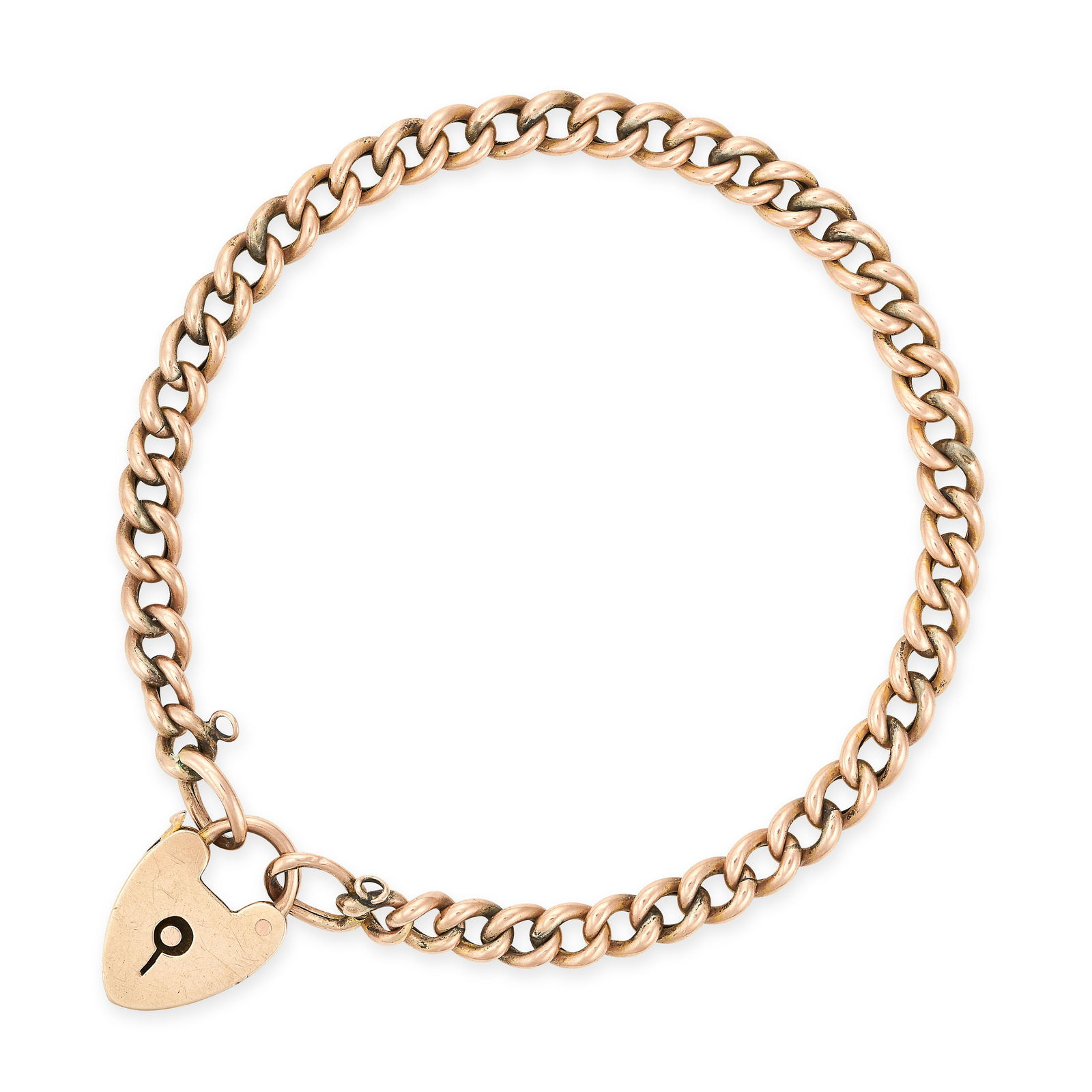 AN ANTIQUE GOLD CURB LINK SWEETHEART BRACELET, 1899 in yellow gold, comprising a single row of curb (1 of 1)