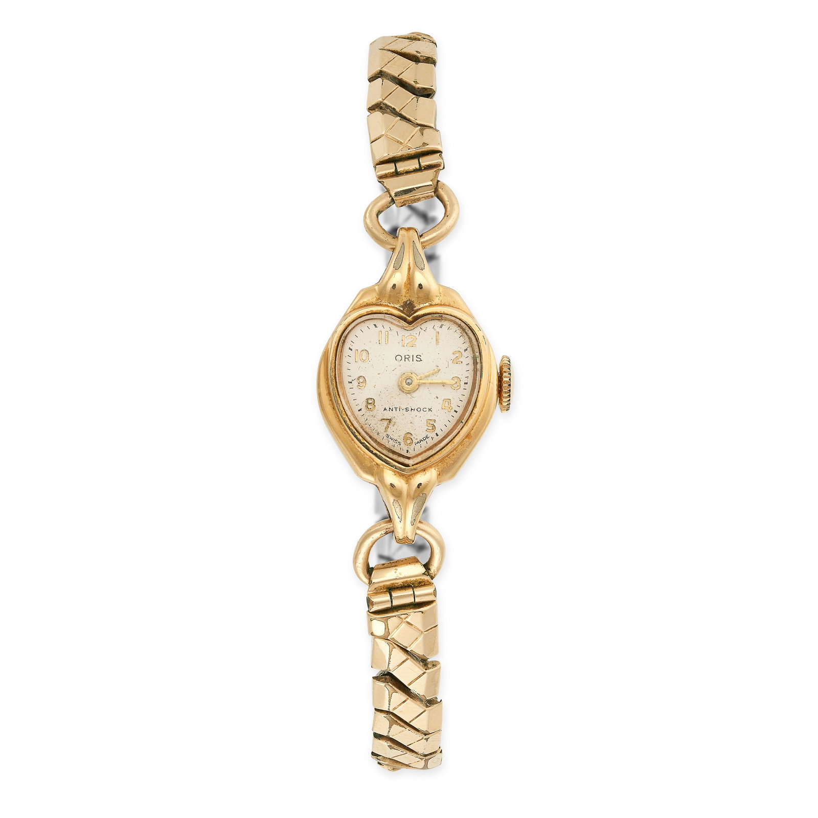 TWO LADIES WRISTWATCHES a gold toned Oris heart watch with stretch strap and a vintage gold (1 of 2)