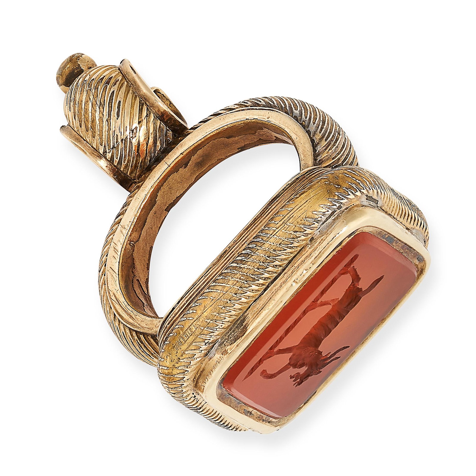 AN ANTIQUE CARNELIAN INTAGLIO FOB SEAL PENDANT, 19TH CENTURY set with a polished piece of carnelian, (1 of 1)