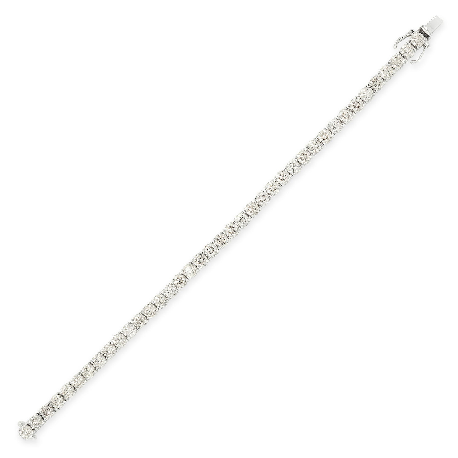 A 12.85 CARAT DIAMOND LINE BRACELET in 18ct white gold, comprising a single row of thirty-nine round (1 of 1)