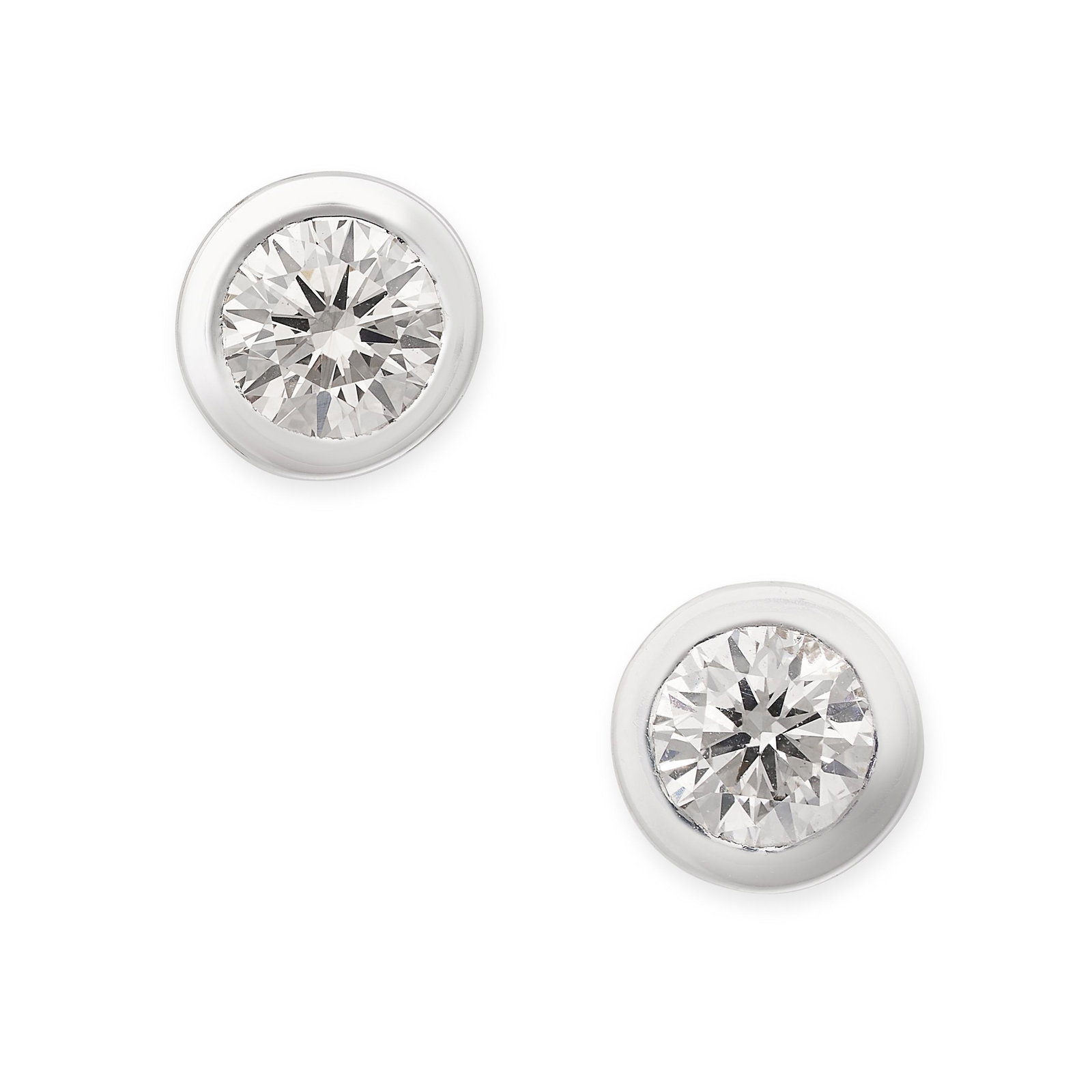 A PAIR OF DIAMOND STUD EARRINGS in 18ct white gold, each set with a round brilliant cut diamond both (1 of 1)