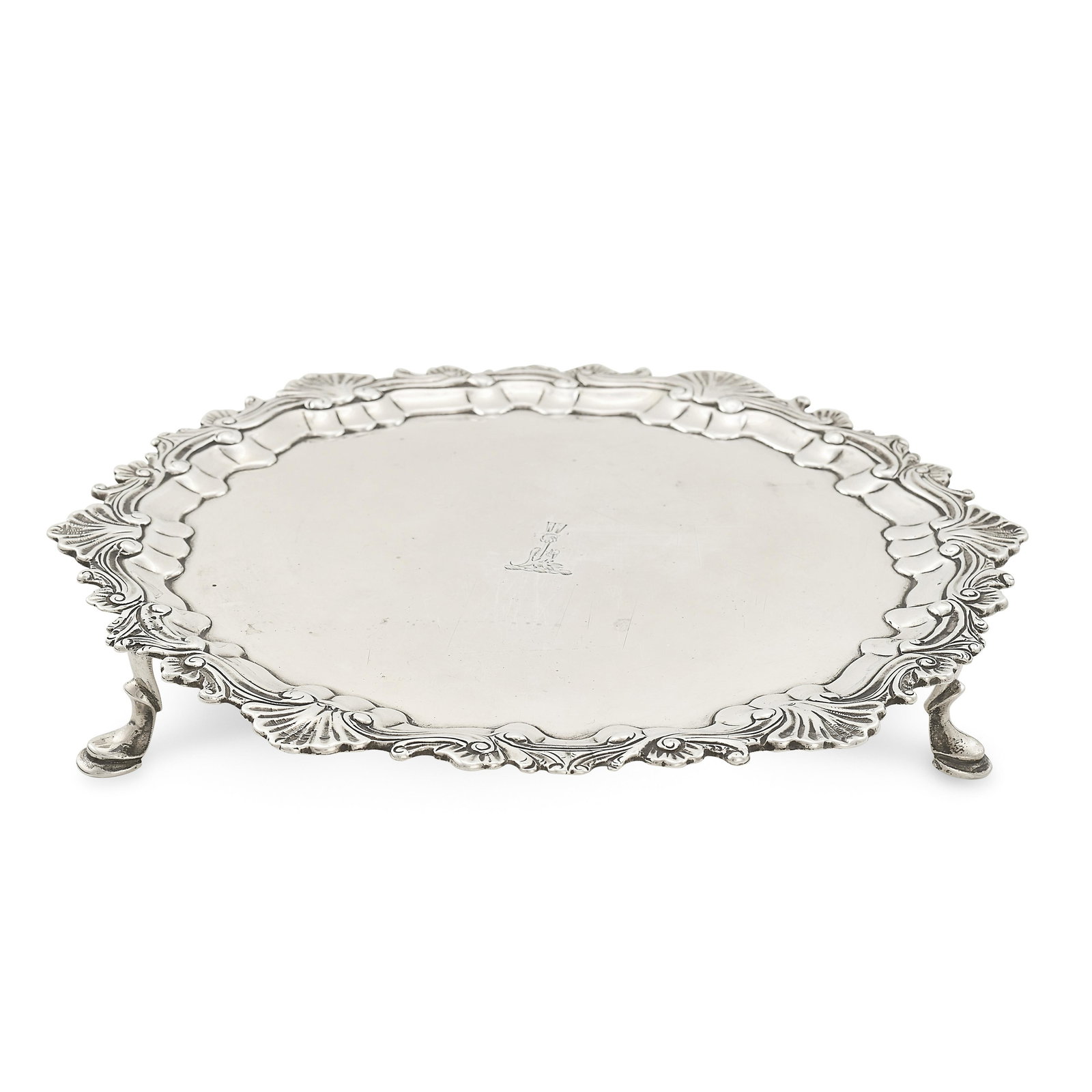 AN ANTIQUE GEORGE III IRISH STERLING SILVER WAITER / TRAY, CHARLES TOWNSEND, DUBLIN CIRCA 1780 of (1 of 1)