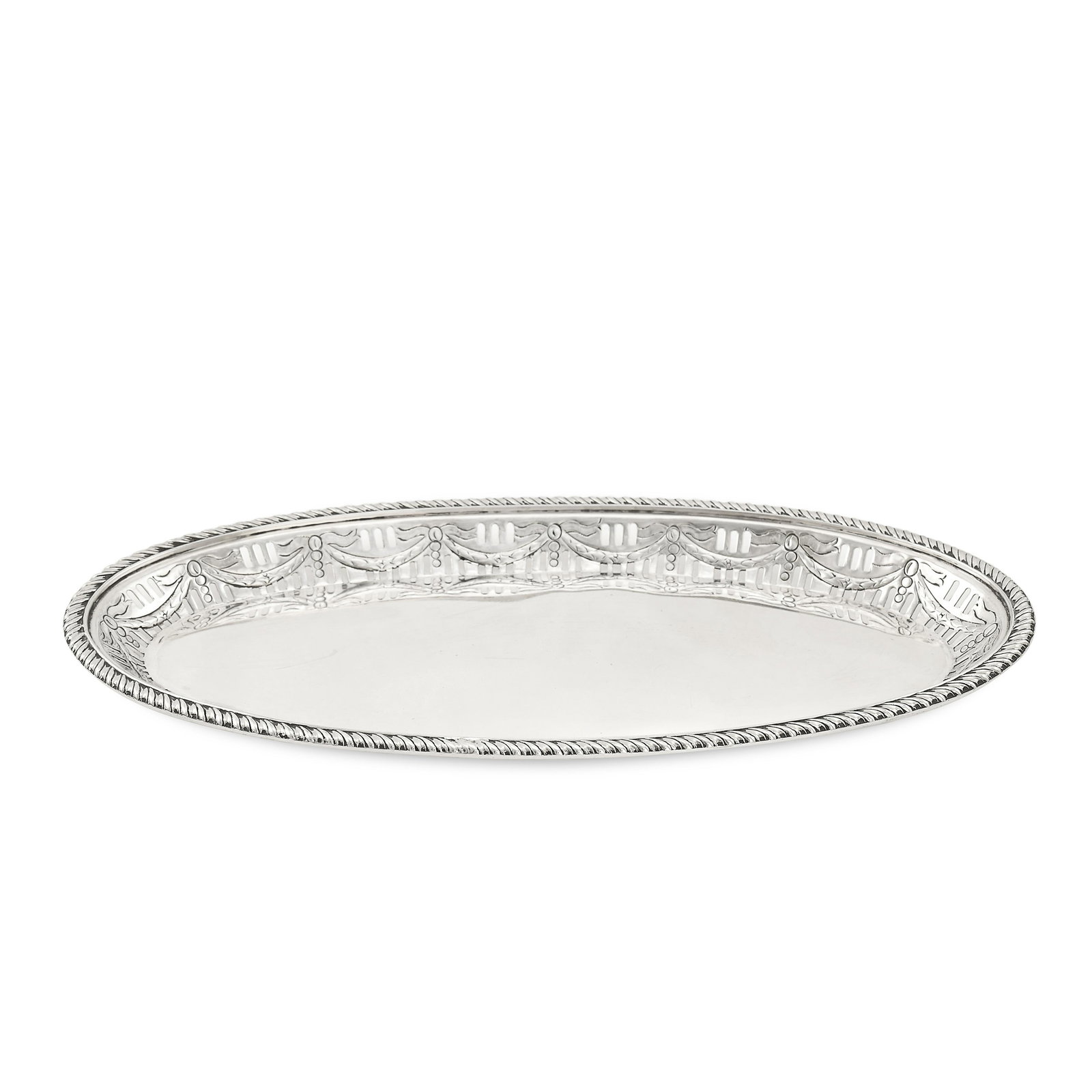 NO RESERVE - AN ANTIQUE VICTORIAN STERLING SILVER TRAY / DISH, CHARLES FAVELL & CO, SHEFFIELD 1896 (1 of 1)