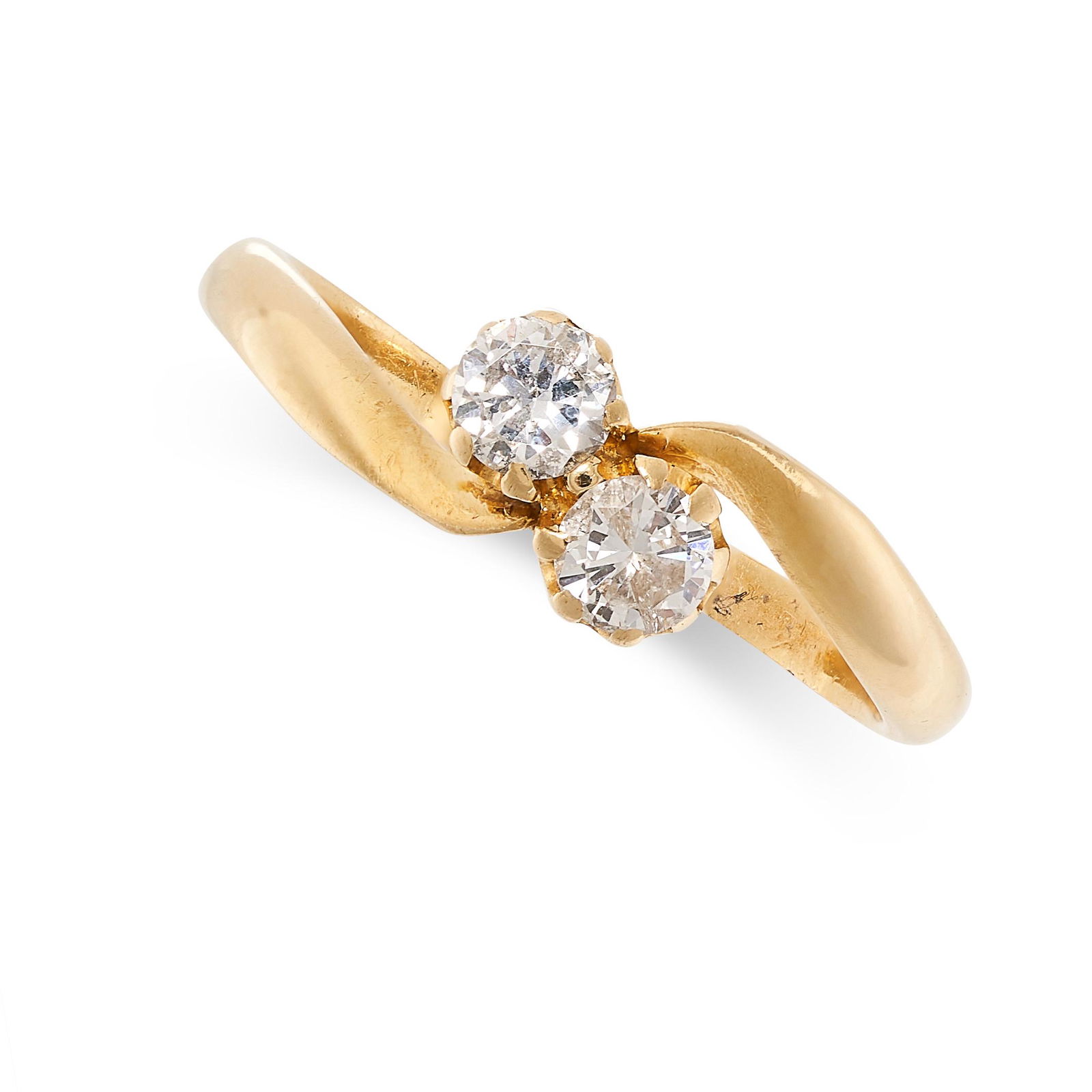 NO RESERVE - A DIAMOND TOI ET MOI RING in 18ct yellow gold, set with two round brilliant cut (1 of 1)