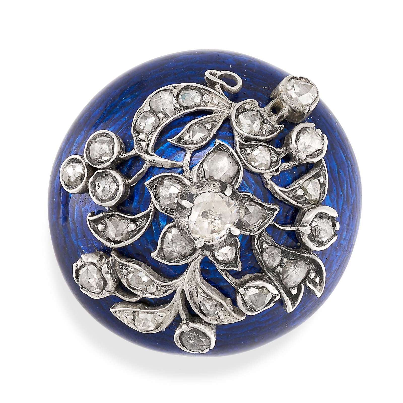 AN ANTIQUE DIAMOND AND ENAMEL BROOCH, 19TH CENTURY in yellow gold and silver, the circular body with (1 of 1)