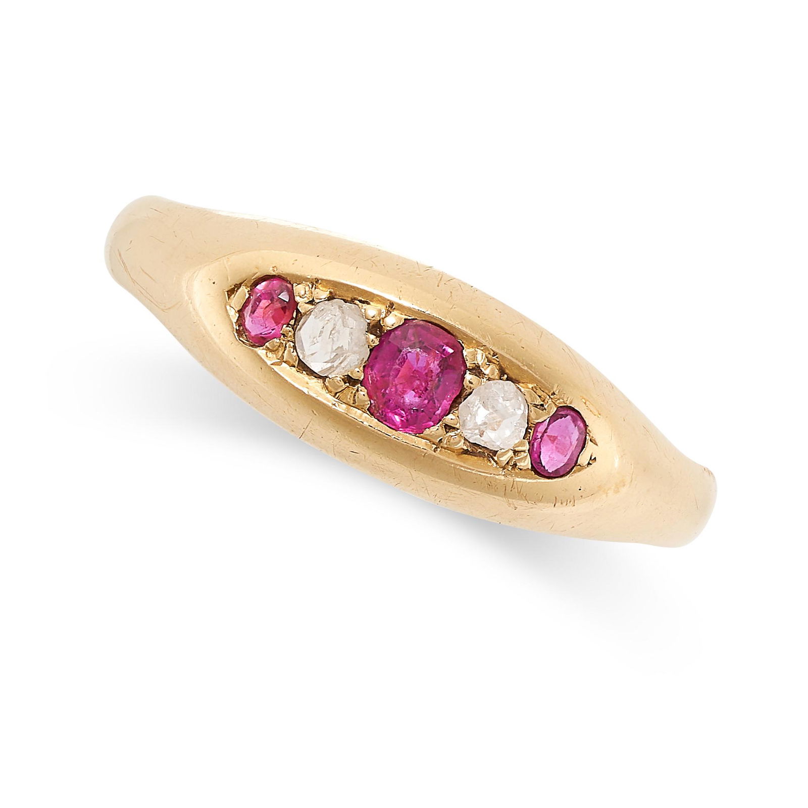 NO RESERVE - AN ANTIQUE EDWARDIAN RUBY AND DIAMOND DRESS RING, 1908 in 18ct yellow gold, the (1 of 1)