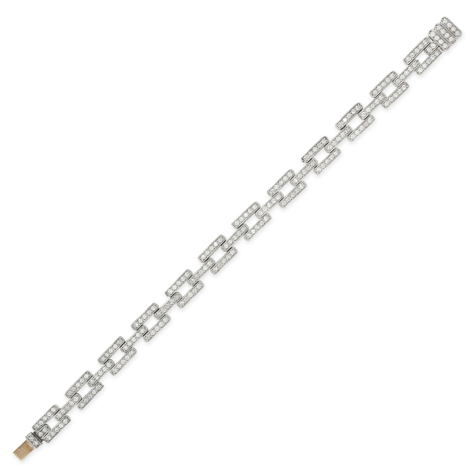 A DIAMOND LINK BRACELET the rectangular diamond links set with round brilliant cut diamonds (1 of 1)